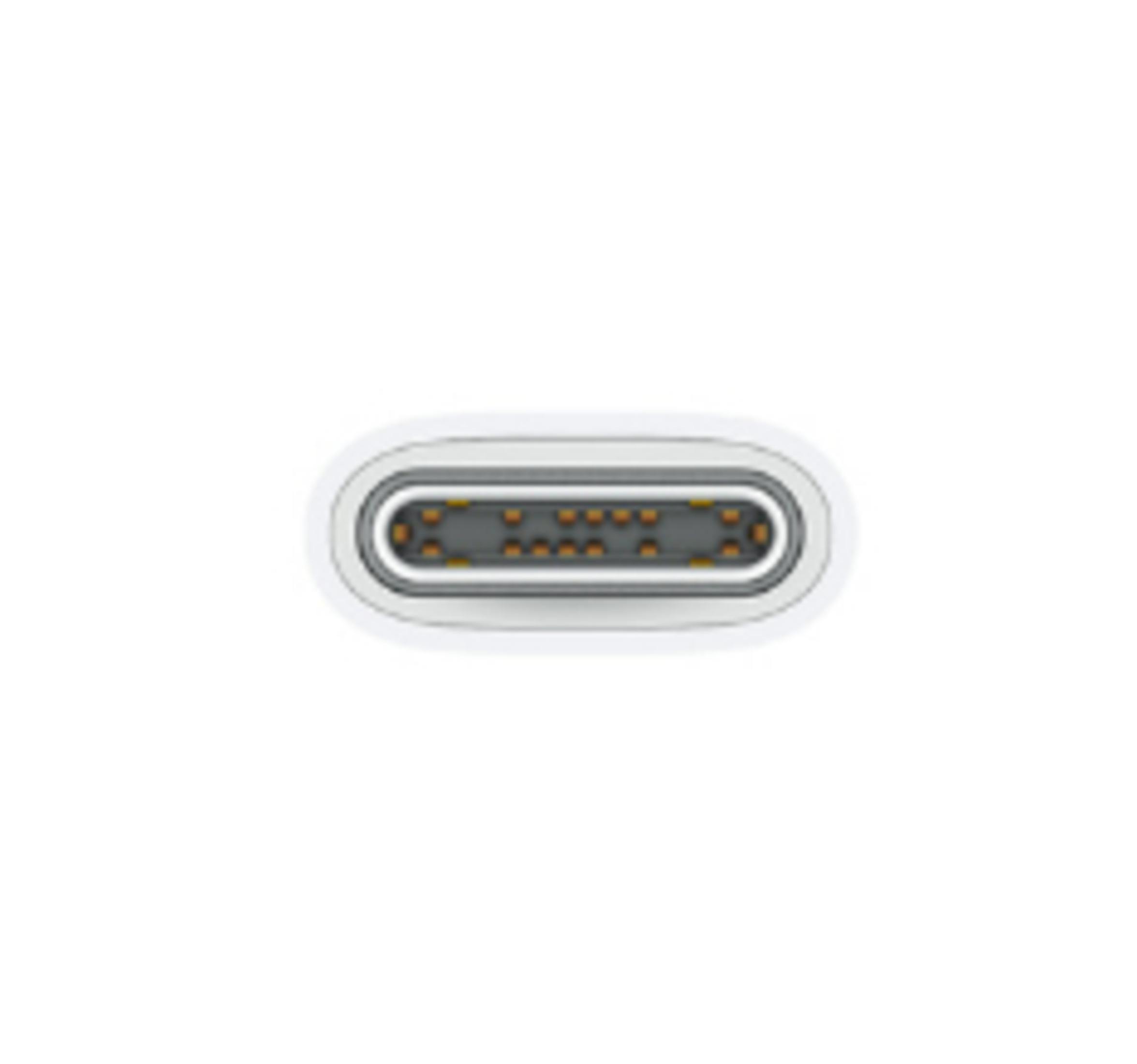 Zbliżenie białego złącza USB-C.