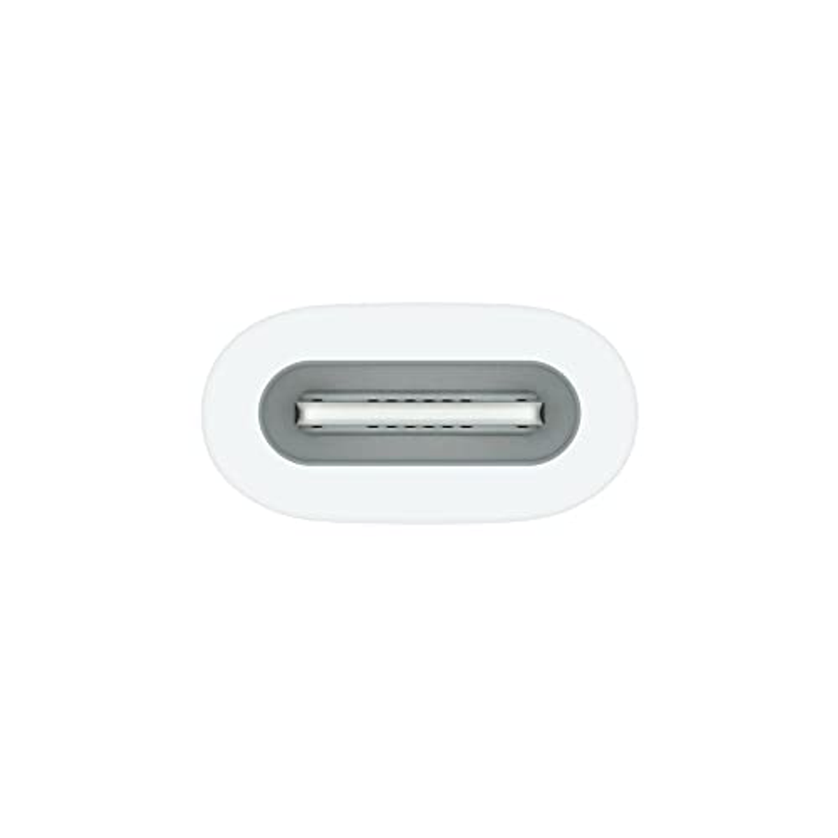 Nahaufnahme eines weißen USB-C-Anschlusses mit grauem internen Port.