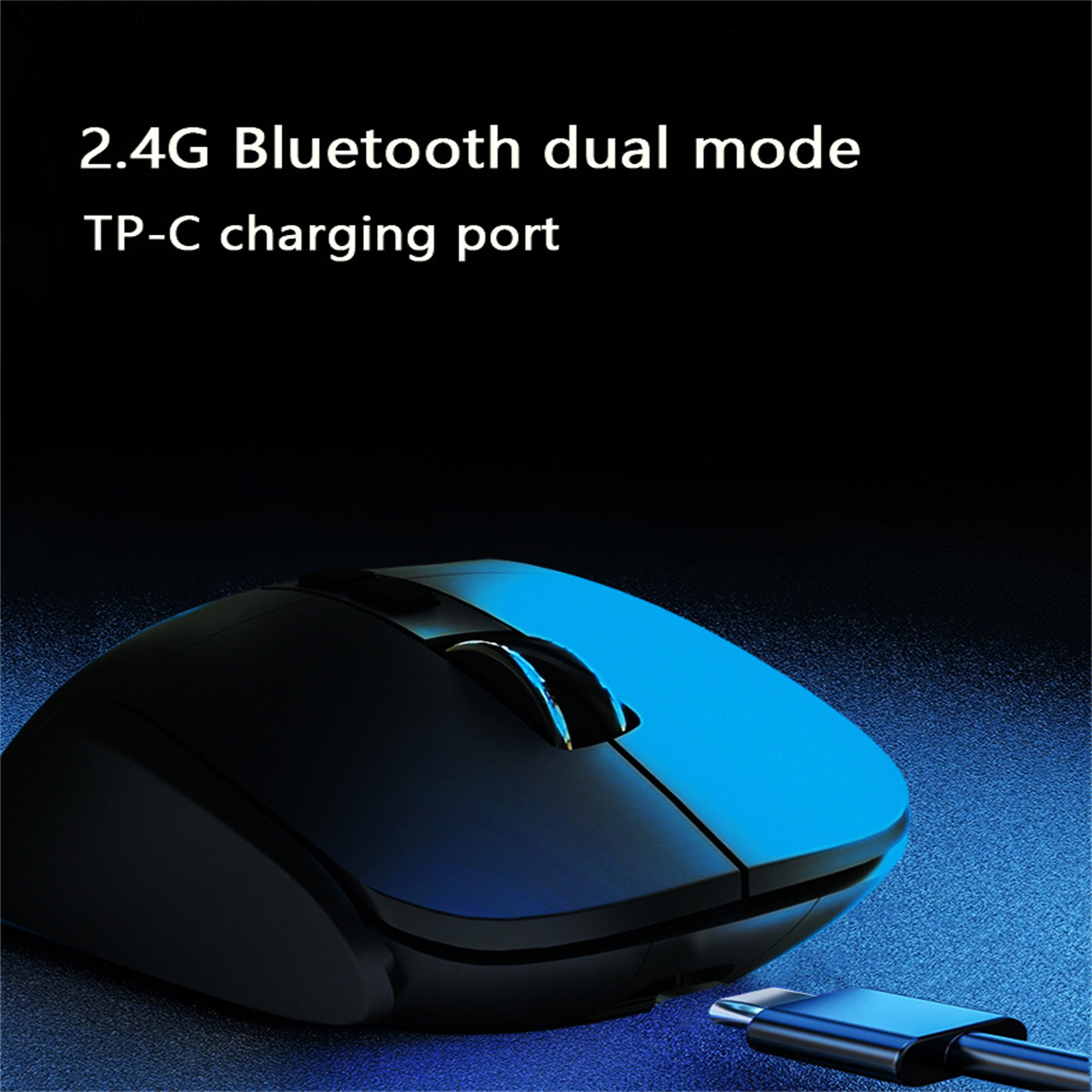 Schwarze Maus, 2,4G Bluetooth, TP-C-Ladeanschluss.