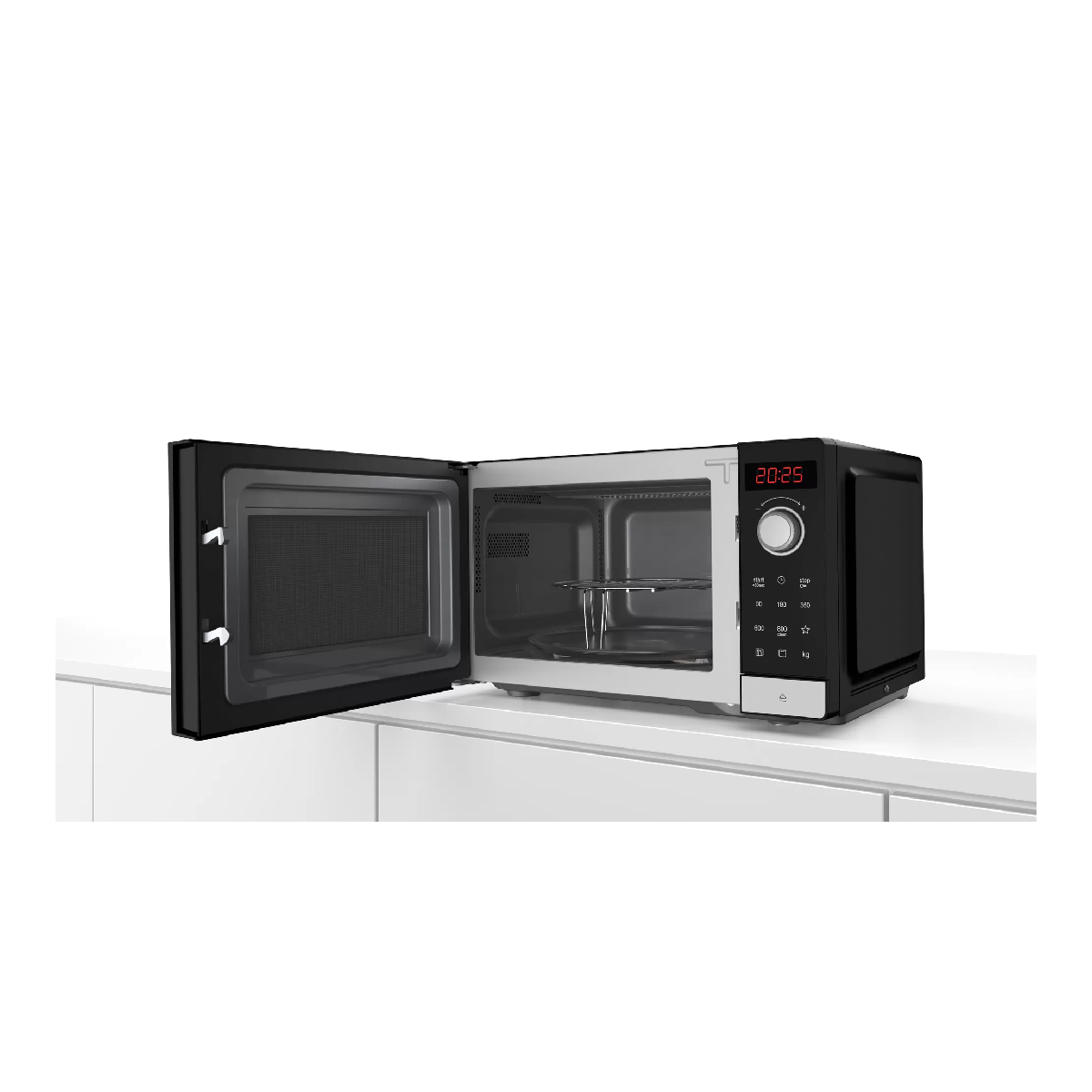 Microondas - BOSCH FEL023MS2, 800 W, 5 potencia, 20 l, Acero inoxidable