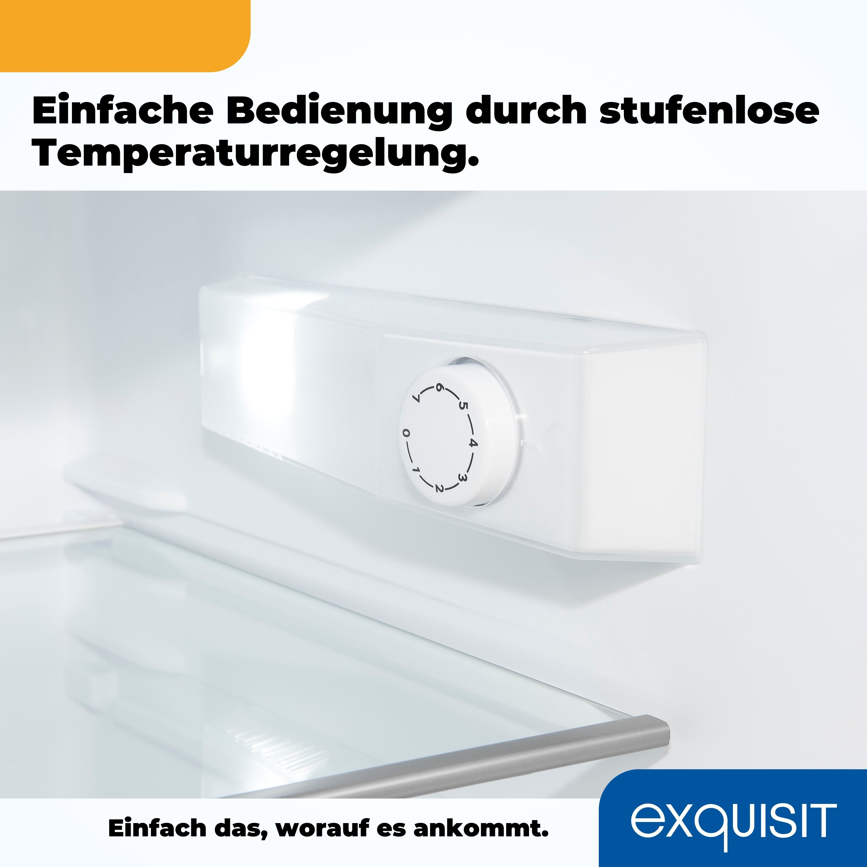 White refrigerator control panel with a numbered dial. It is mounted inside the refrigerator. A glass shelf is visible.