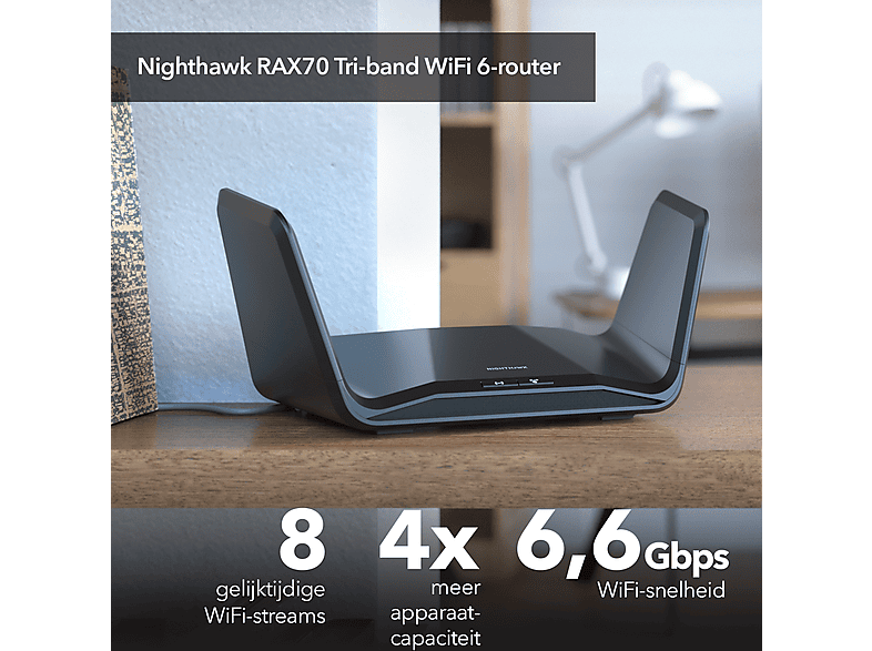 Router | RAX70-100EUS NETGEAR, 6600 Mbps, MU-MIMO, Negro | MediaMarkt
