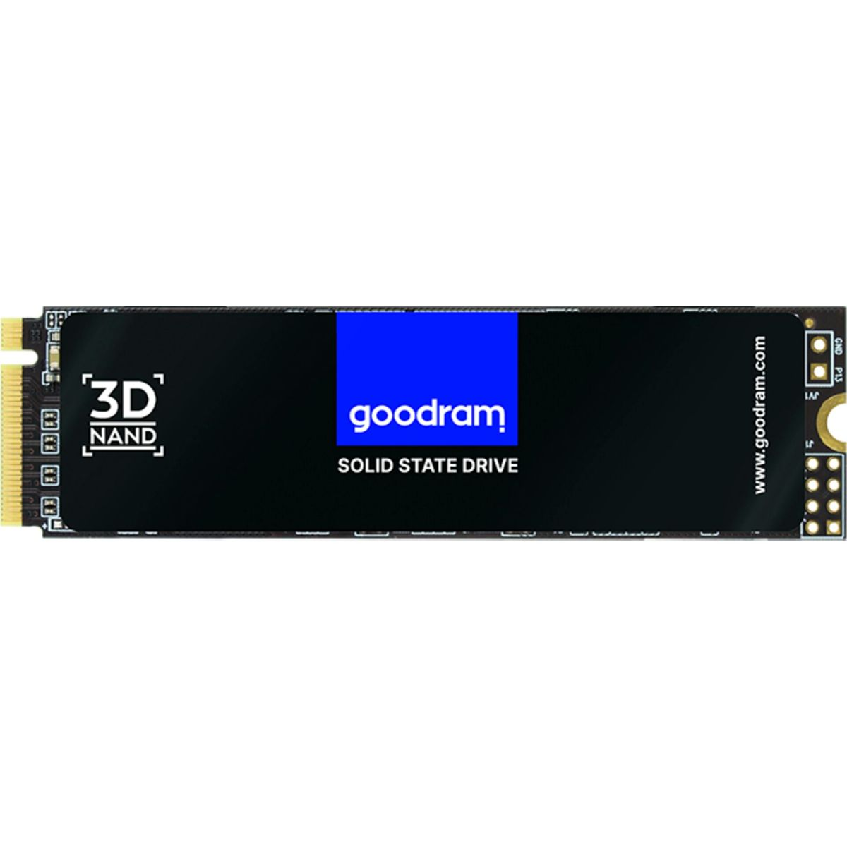 A Goodram solid-state drive (SSD) with a blue label and 3D NAND technology.