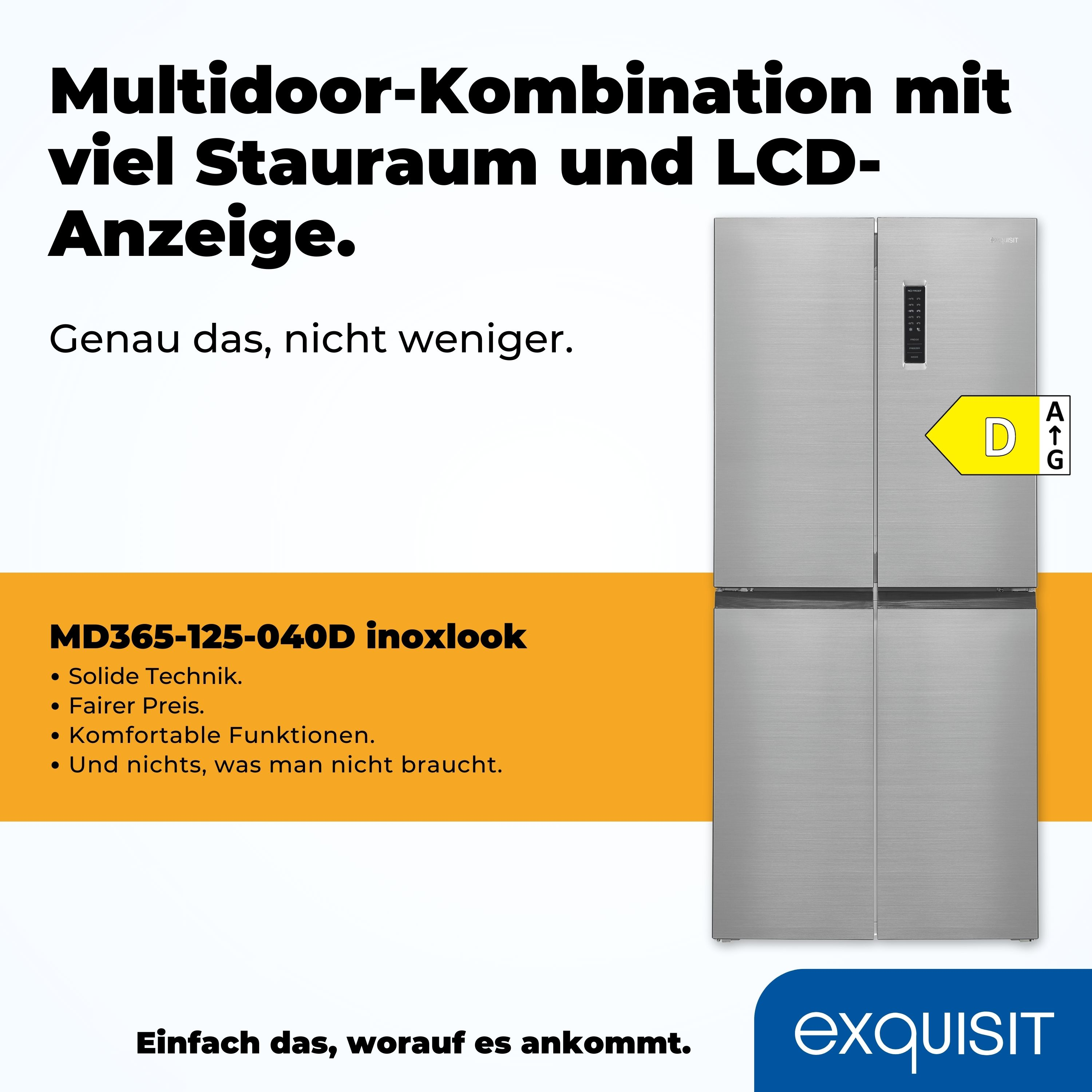 EXQUISIT MD365-125-040D inoxlook Side-by-Side Kühlschränke (D, 180