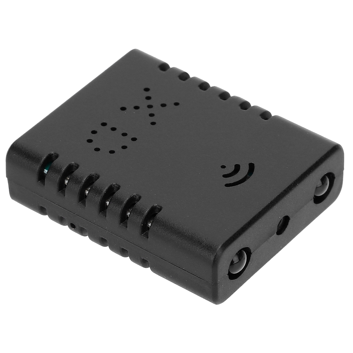 Schwarzes rechteckiges Gerät mit abgerundeten Ecken. Hat ein Etikett mit den Buchstaben OX und einem WLAN-Symbol.