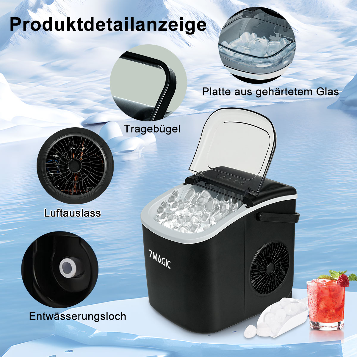 Ein schwarzes elektronisches Gerät mit mehreren Anschlussports und einem Netzstecker.