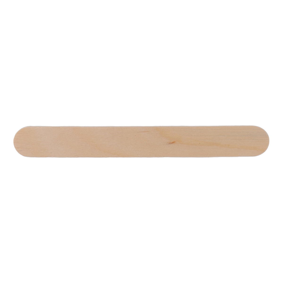 Ein hellbrauner Zungenspatel aus Holz, horizontal.
