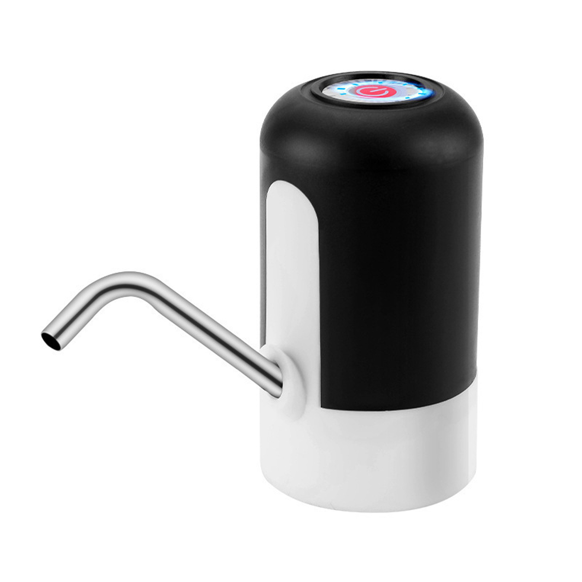 Schwarz-weißer Wasserspender. Weißer Hintergrund.