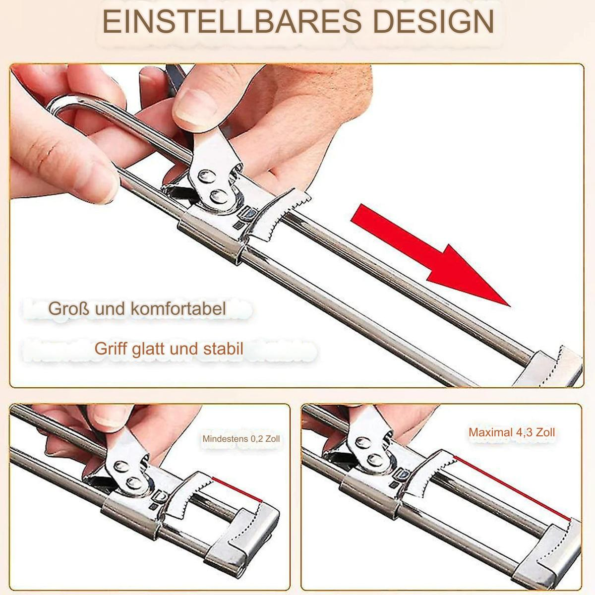 Verstellbares Designwerkzeug mit Text auf Deutsch.