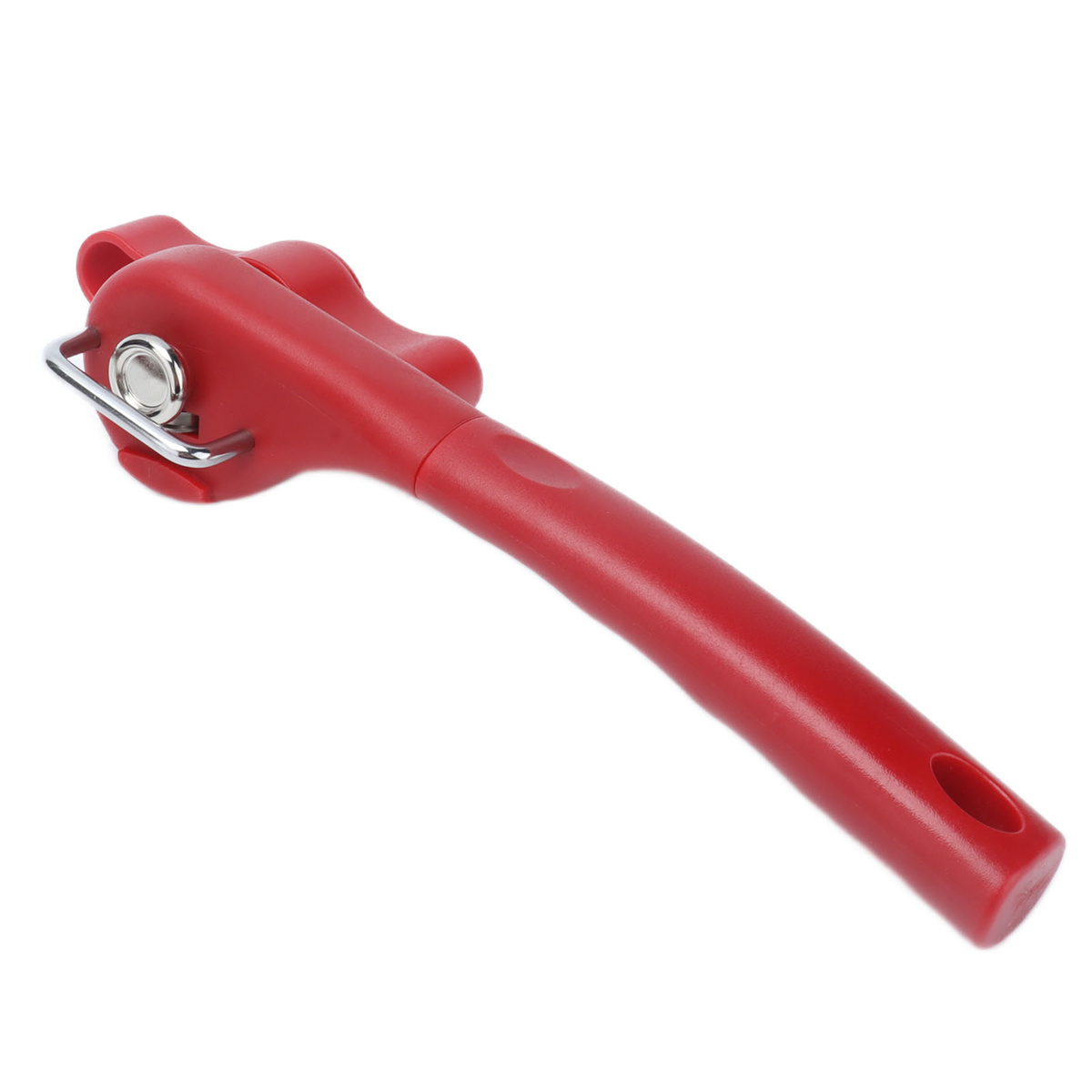 Roter Dosenöffner mit langem Griff.