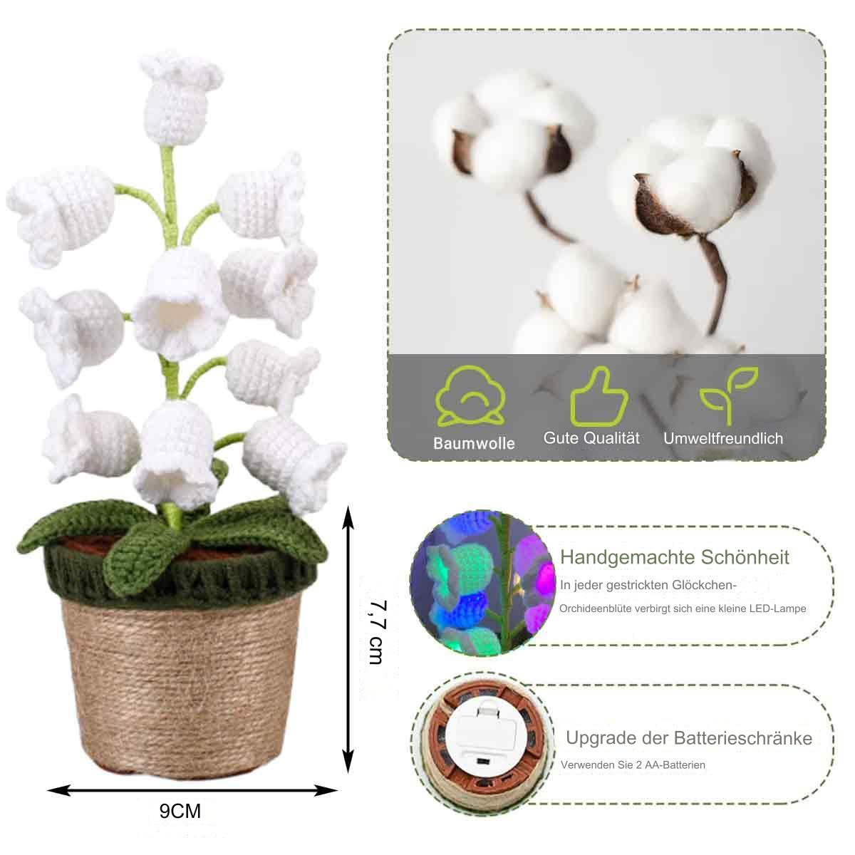 Ein dekorativer Blumentopf mit einem Blumenarrangement. Details umfassen Abmessungen, Text und Symbole.