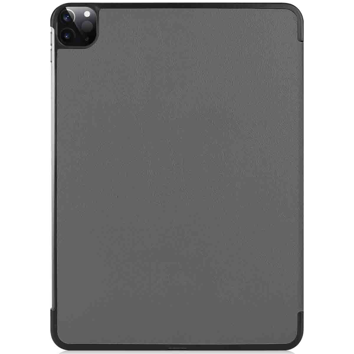 A closed iPad case with a textured dark gray surface and a black border.