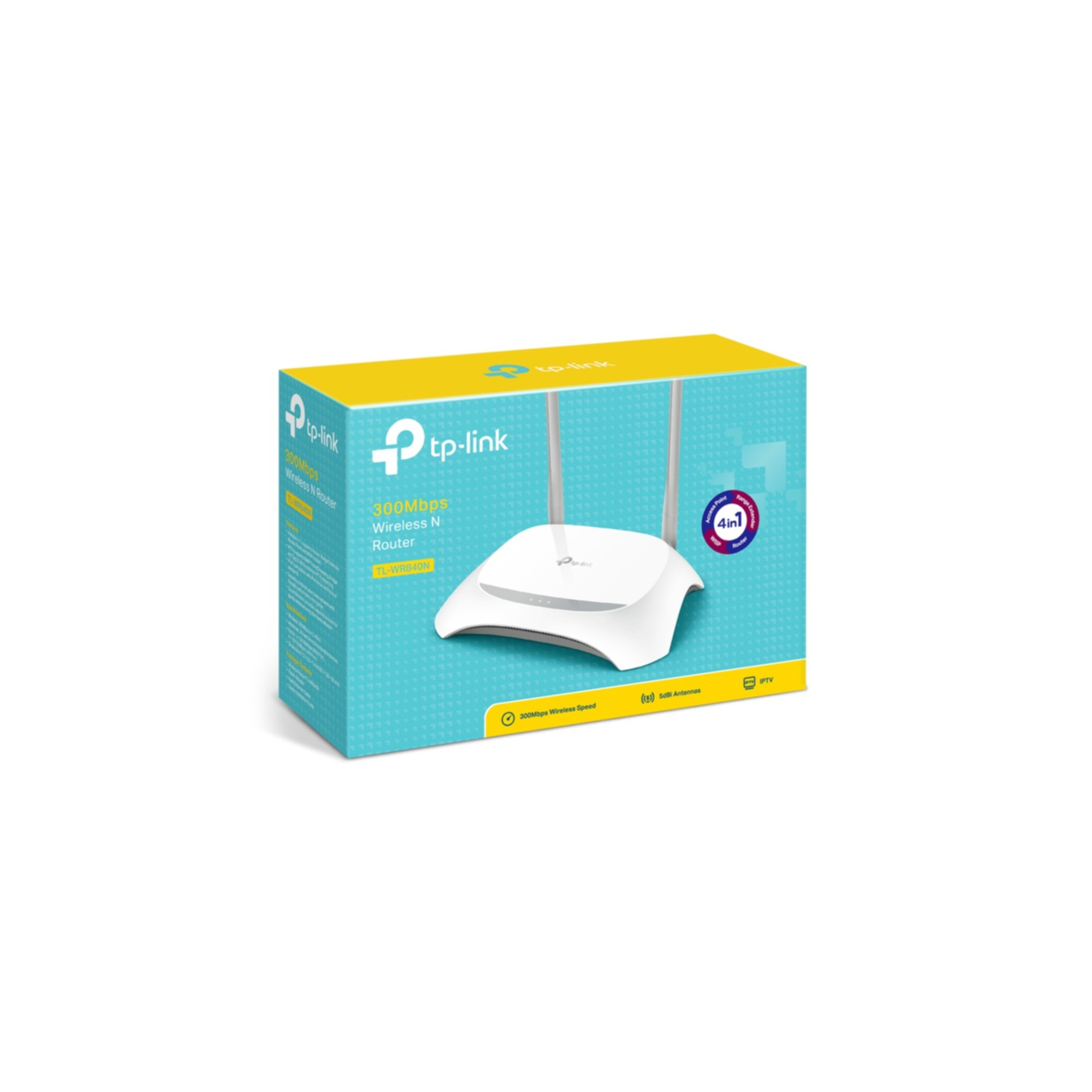 Ein weißer WLAN-Router von tp-link in seiner Box.