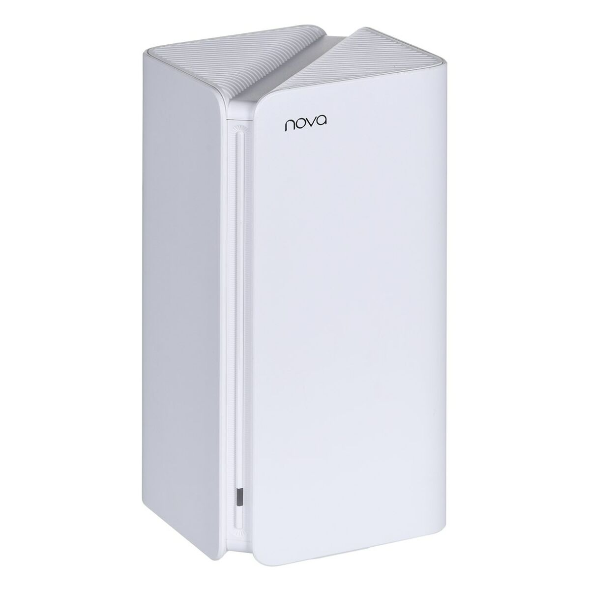 Weißer 'Nova'-Router. Es ist ein rechteckiges turmartiges Gerät mit Design oben.