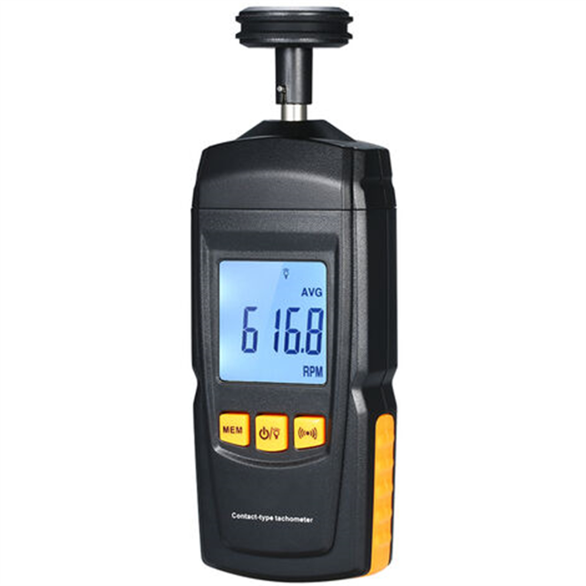Schwarzes Tachometer mit digitaler Anzeige, die 616,8 U/min anzeigt.