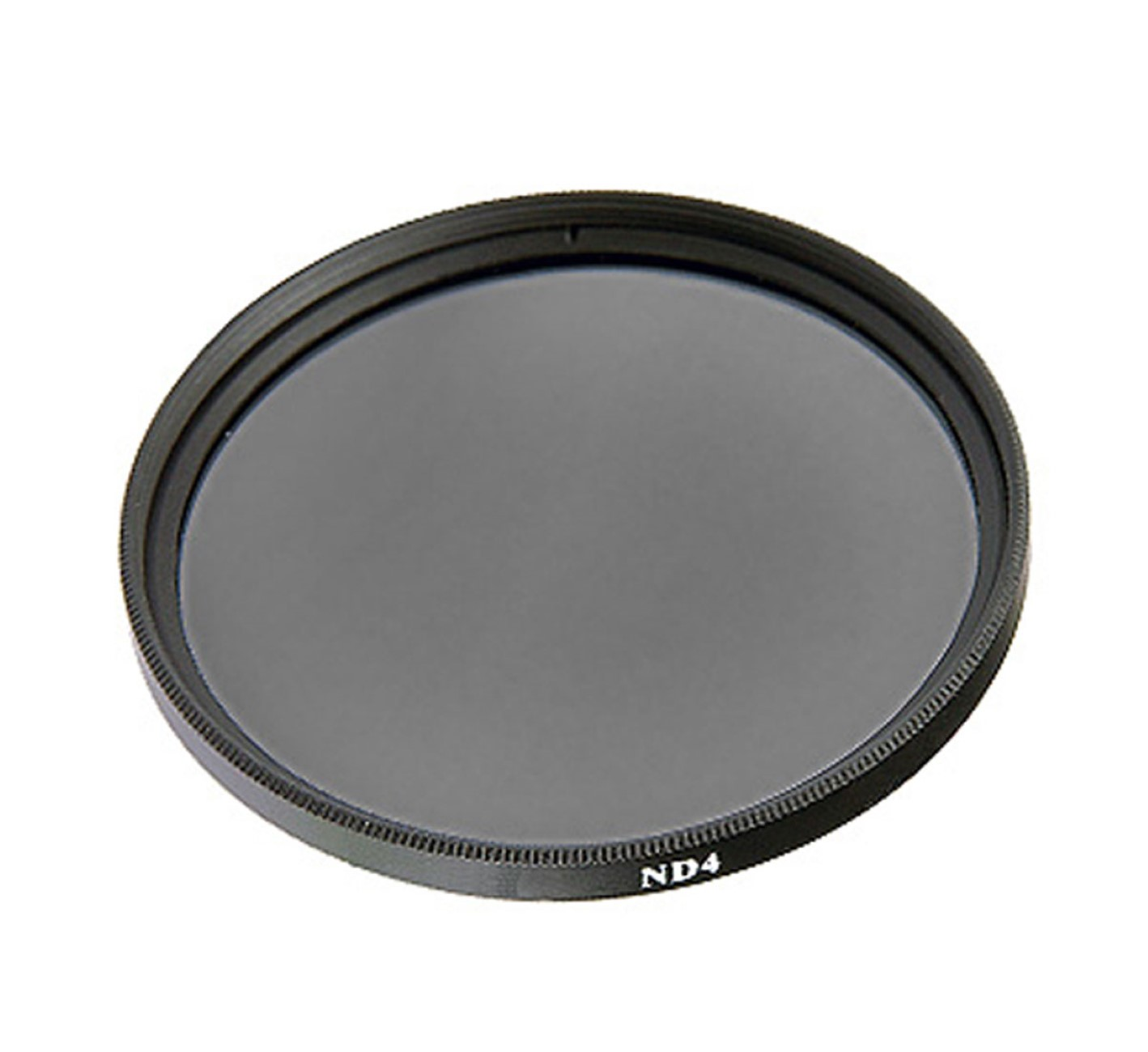 Ein kreisförmiger ND4-Filter mit schwarzem Rahmen und ND4-Aufschrift.