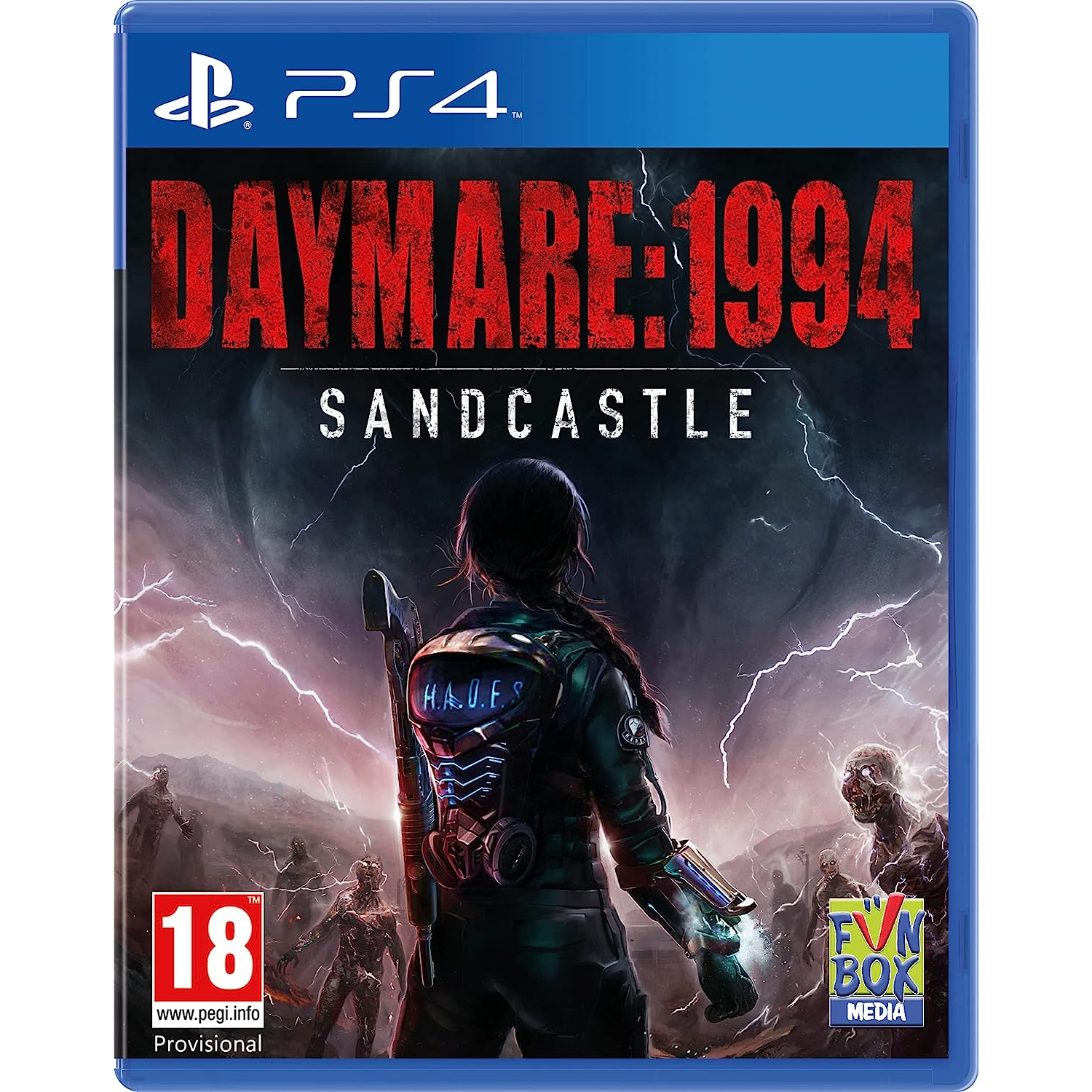 Scatola gioco PS4: Daymare 1994 Sandcastle. Donna con pistola davanti a zombie.