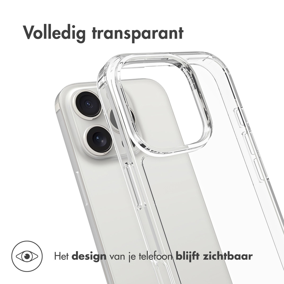 Coque transparente sur un téléphone, montrant l'arrière du téléphone.