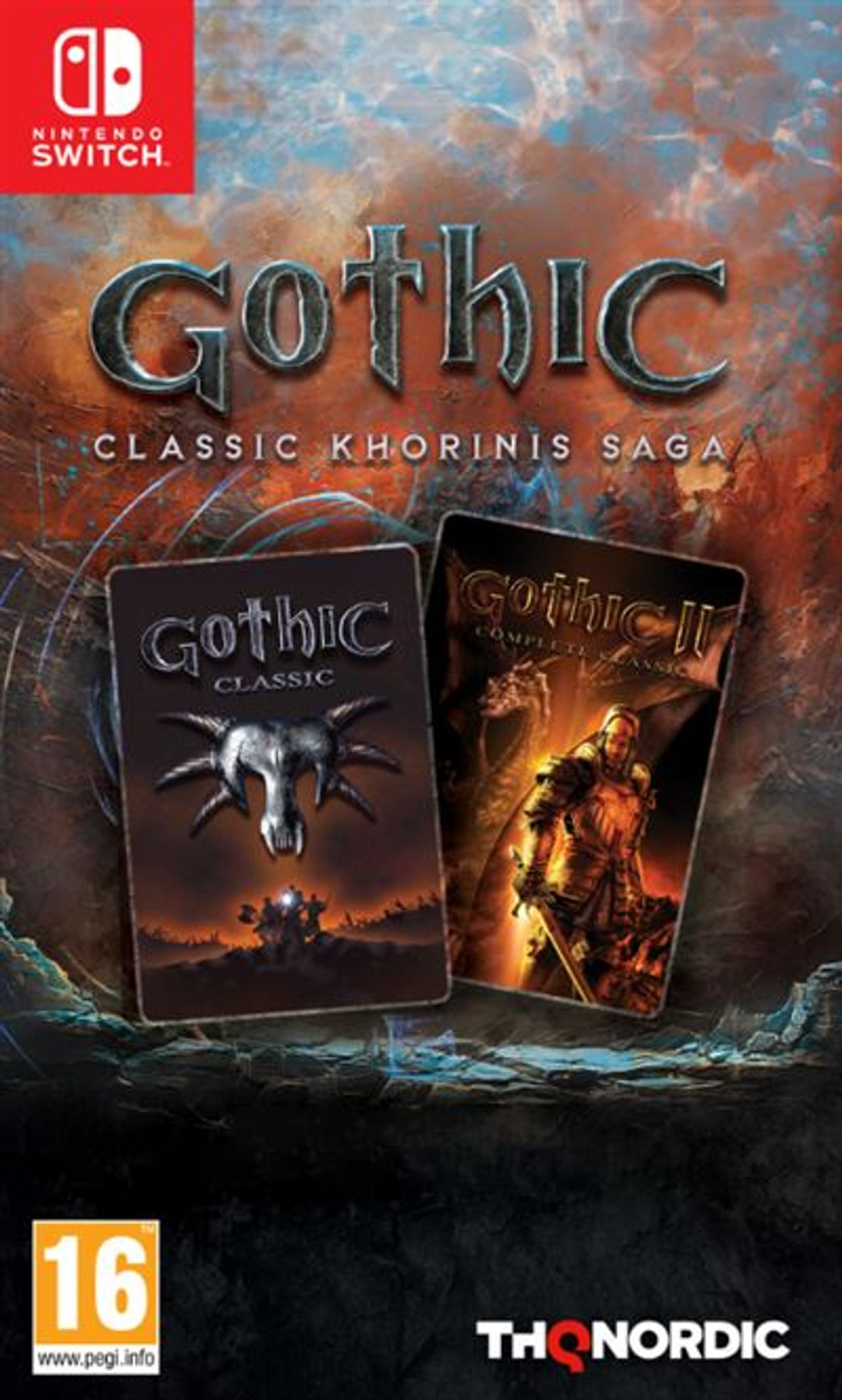Opakowanie gry na Nintendo Switch dla Gothic i Gothic II, klasyczna saga Khorinis.
