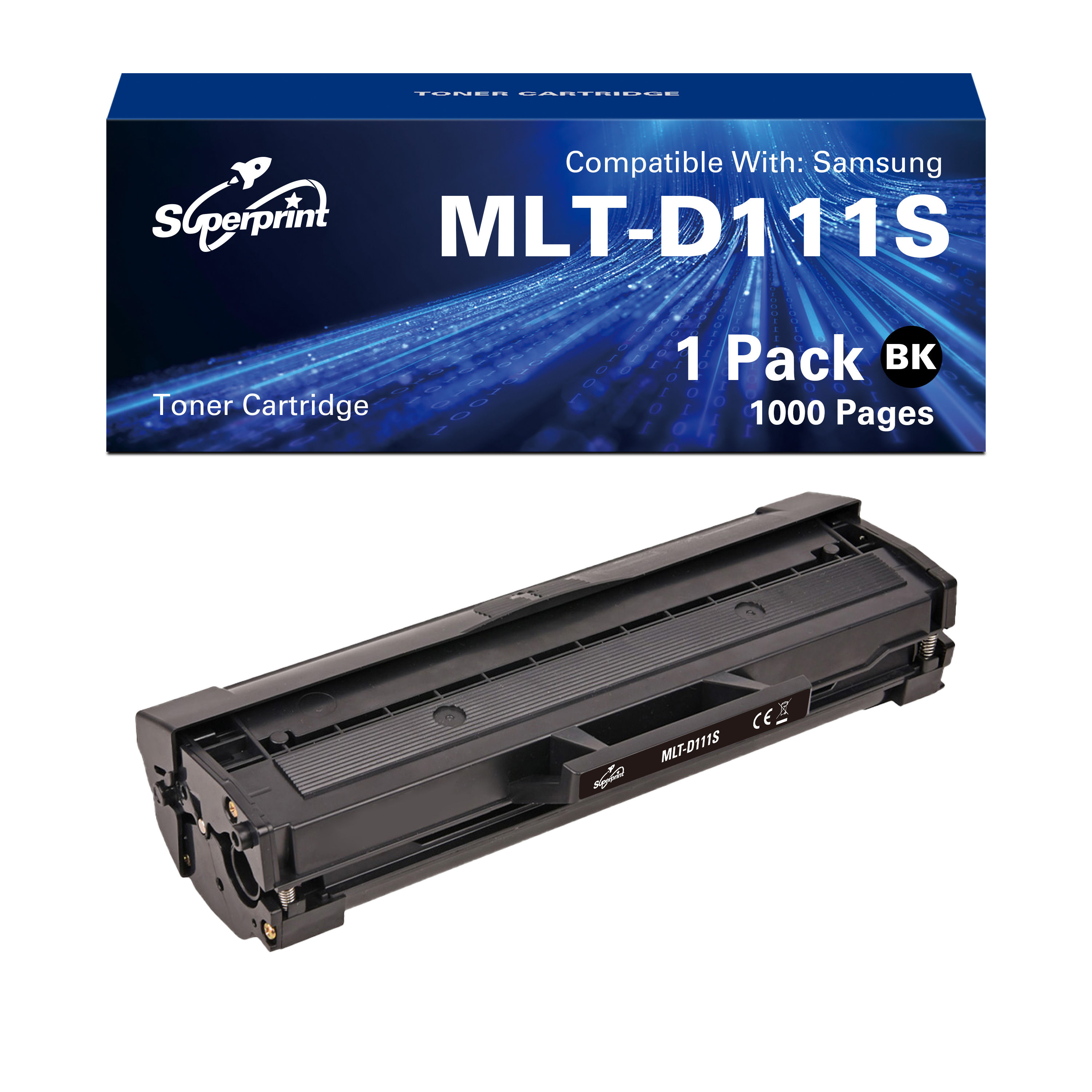 Tonercartridge doos en cartridge. Zwarte cartridge. Witte achtergrond.