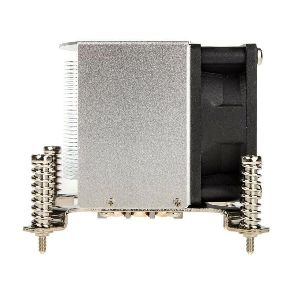 Dissipatore CPU con ventola, argento e nero, su sfondo bianco.
