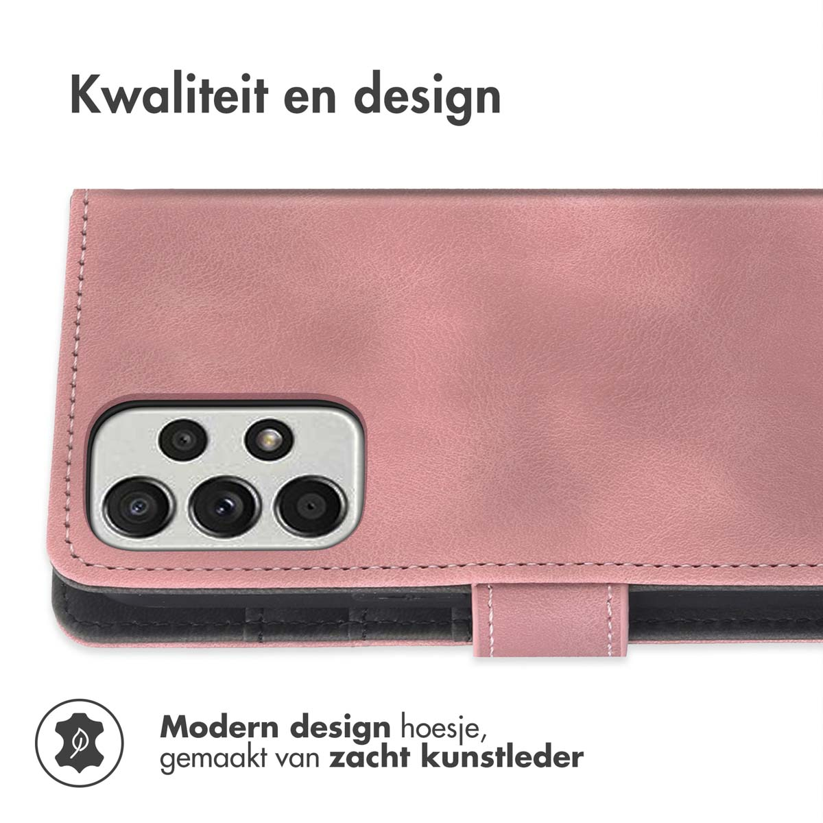 Rosa Handyhülle mit Kameraobjektiven und Text im unteren Bereich.