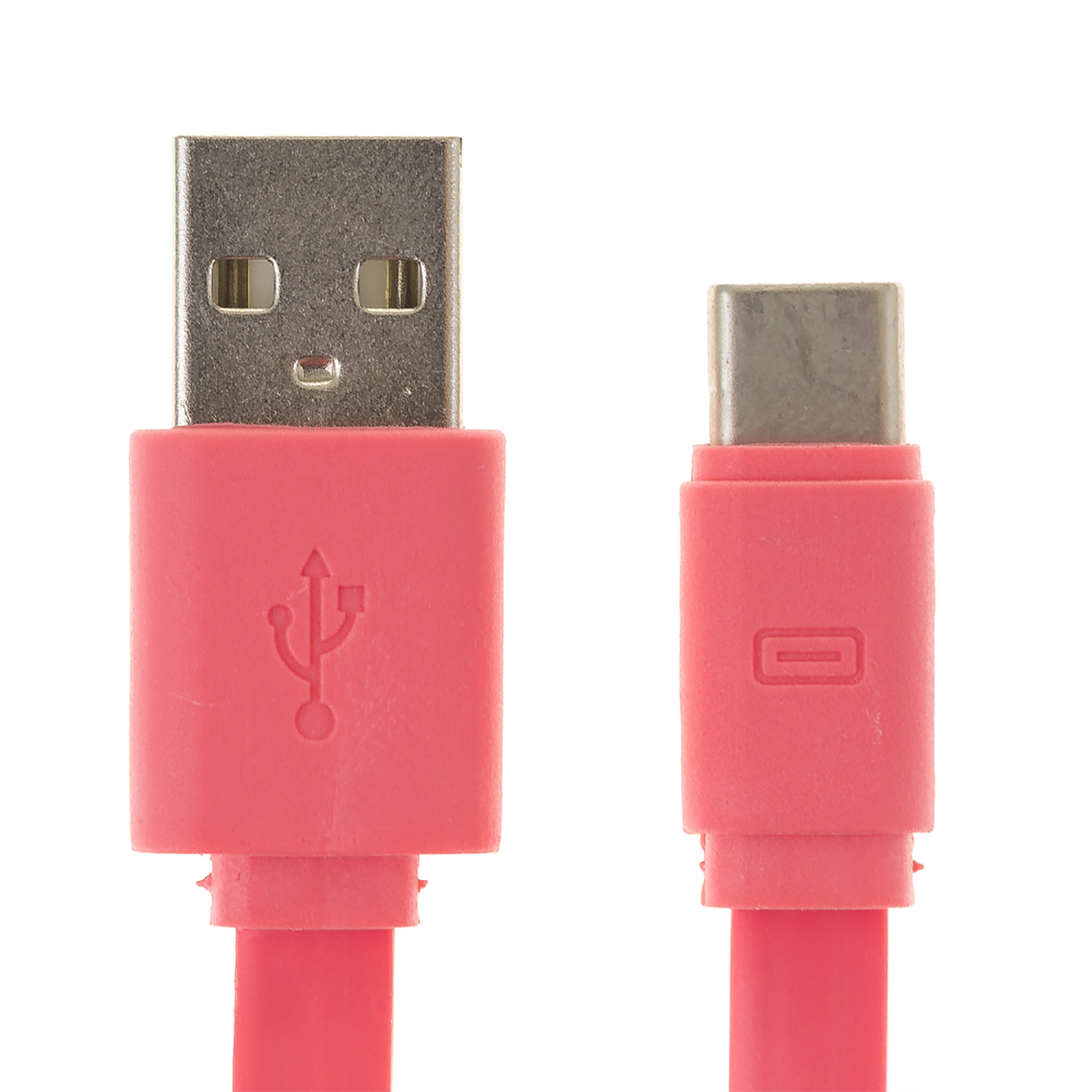Rosa USB-zu-USB-C-Kabel. Das USB-Ende ist rosa, auch das USB-C-Ende ist rosa.
