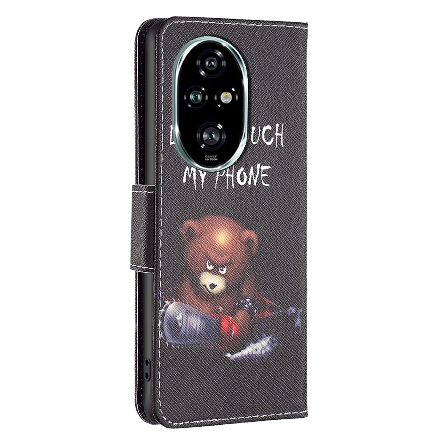 Handyhülle mit Teddybär, der eine Kamera hält. Text lautet 'TOUCH MY PHONE'.