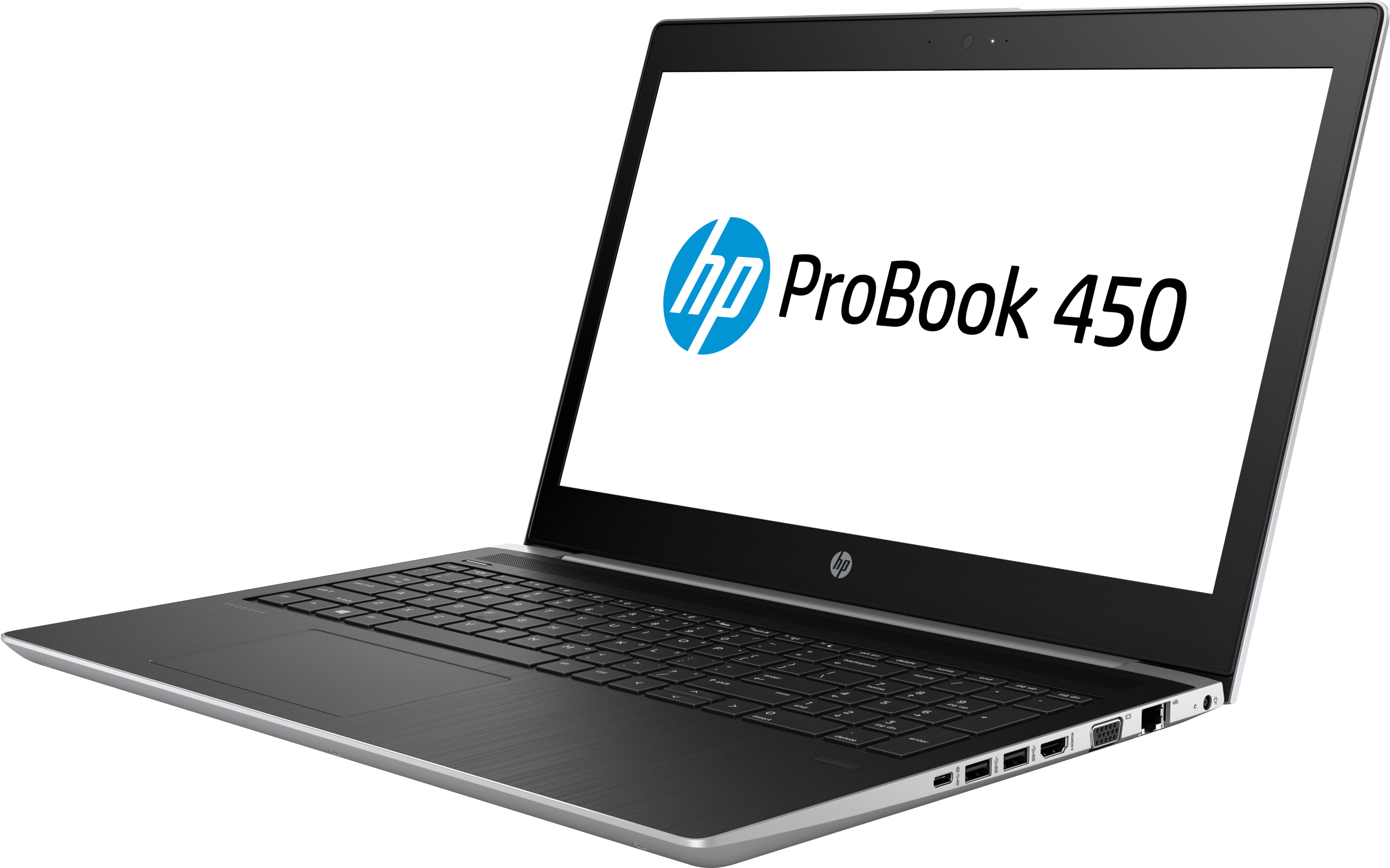 Un laptop con il logo HP sullo schermo. Il laptop è aperto, mostra testo e uno sfondo bianco.