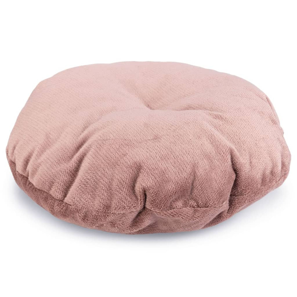 Rundes, rosa Kissen auf weißem Hintergrund. Weiche Textur, nahtloser Rand.