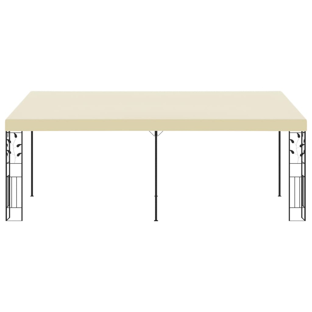 Beige zeltartige Struktur mit schwarzen Beinen. Weißer Hintergrund.