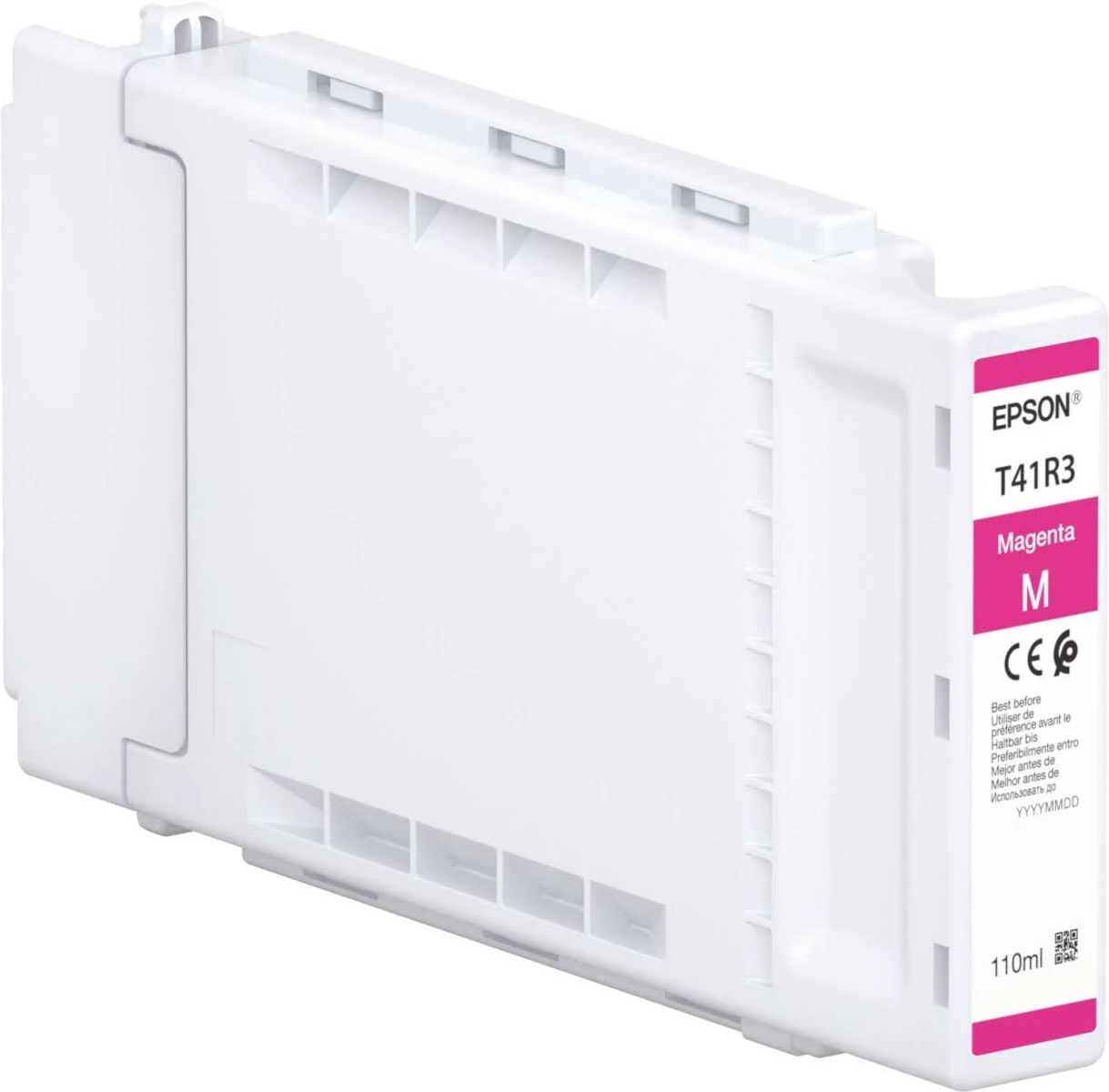Cartuccia inchiostro magenta Epson, con etichetta che mostra numero modello e capacità.