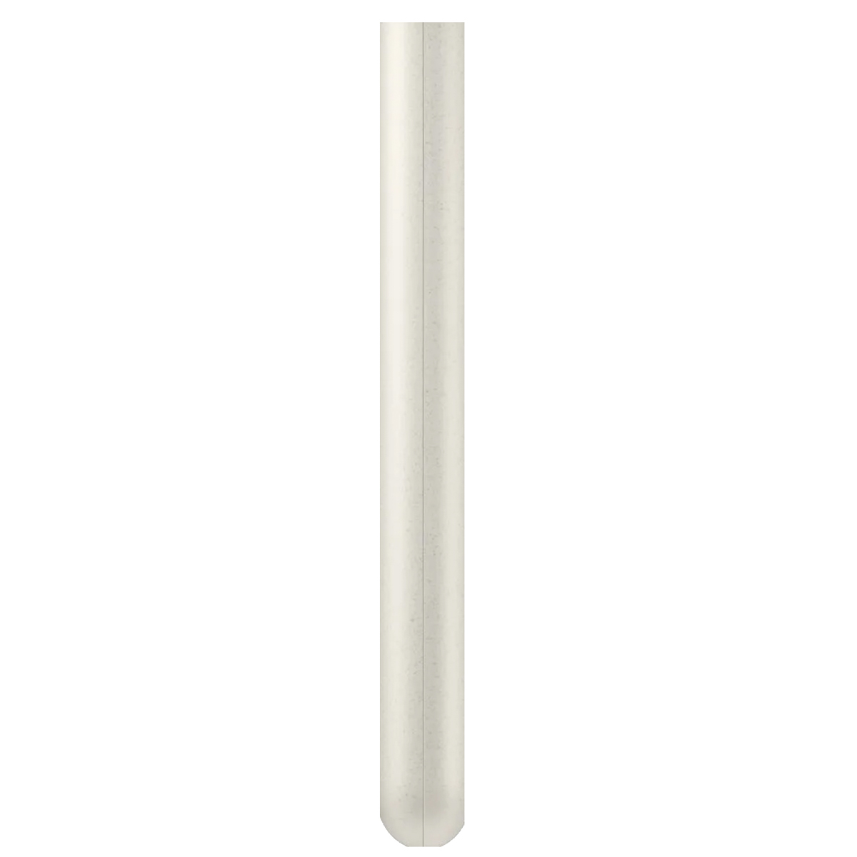 Un cylindre blanc et grand. Il semble lisse et est sur fond blanc.