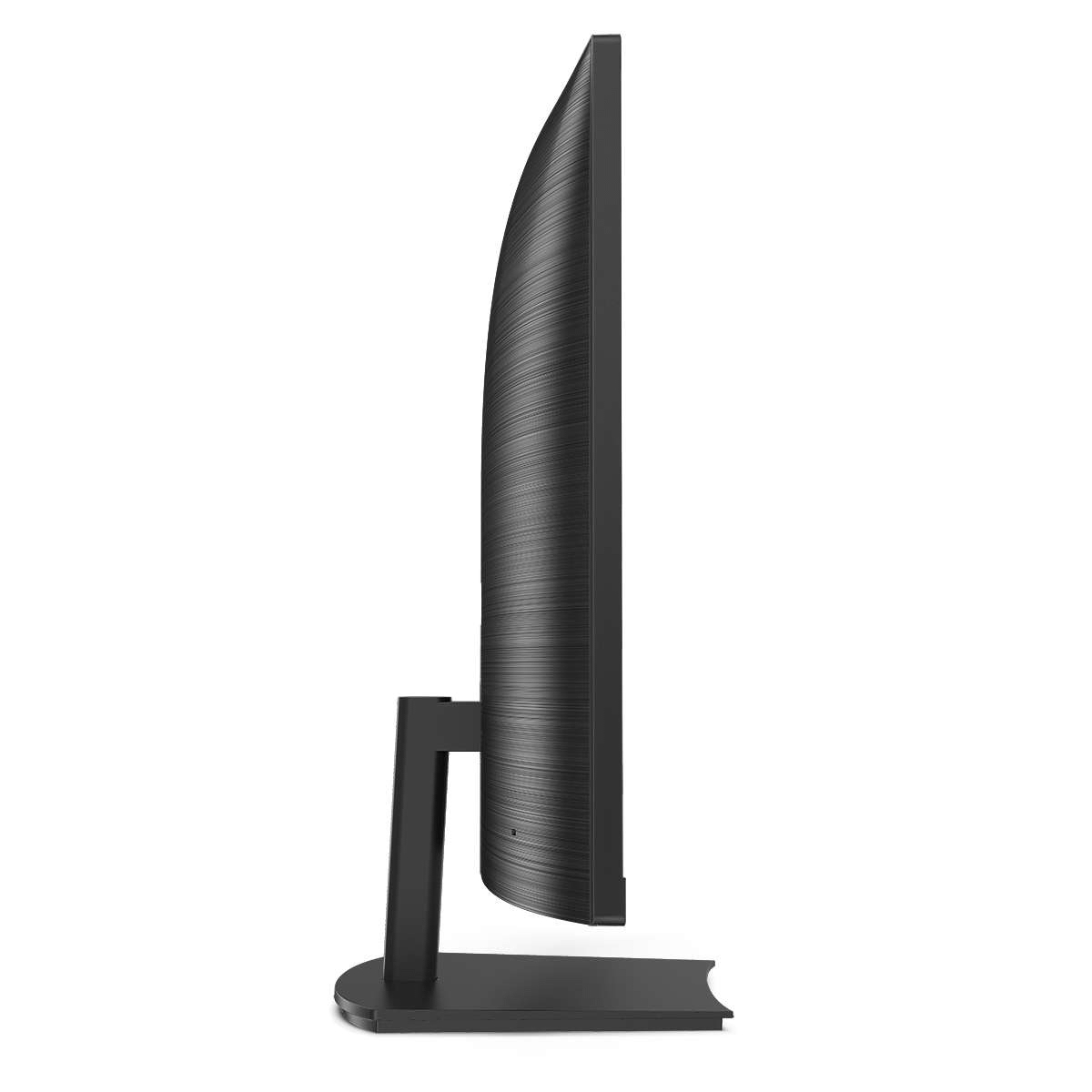 Widok z boku czarnego monitora komputera na stojaku.