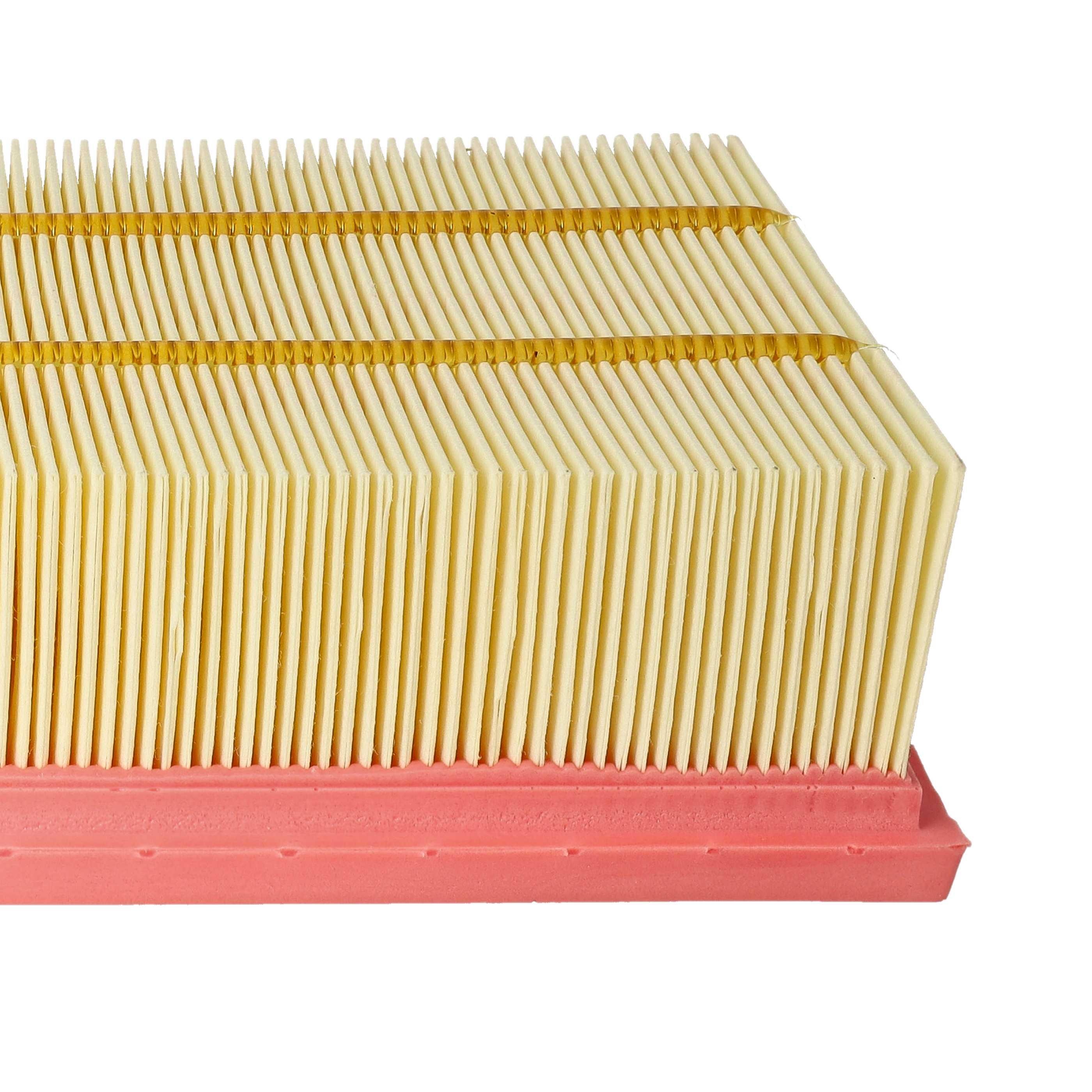 Nahaufnahme des Luftfilters mit beigem Filtermaterial und roter Kante.