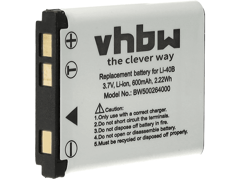 Caricabatterie USB Vhbw Per Olympus Mju 720 SW, 725SW, 730, 740, 750, 760, 770SW, 780, 790SW, 820, 830, 840, 850SW – Cavo Nero 40cm