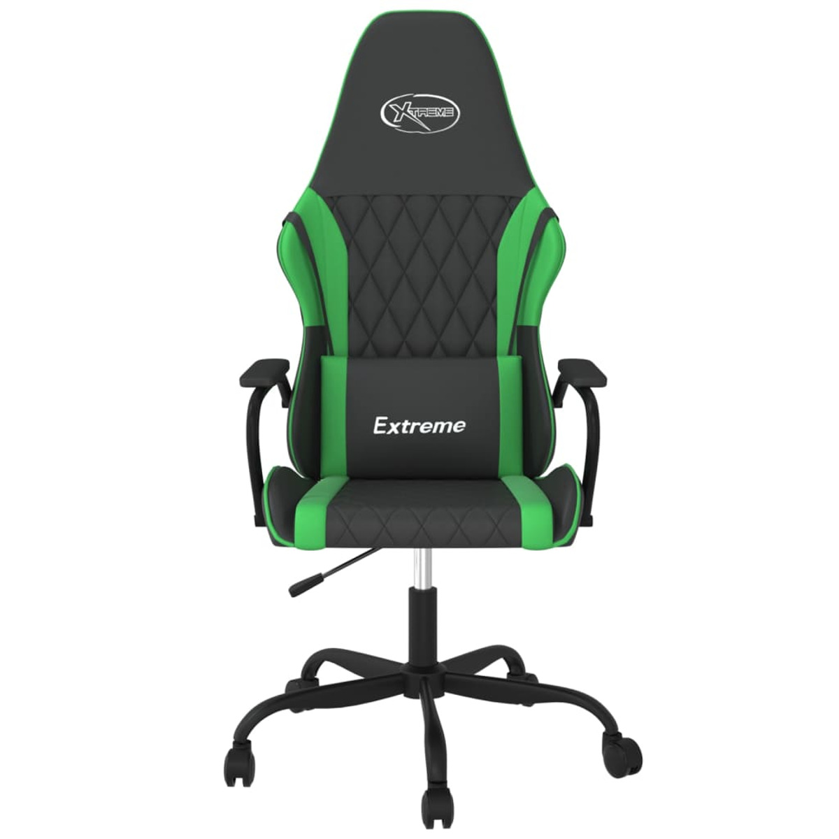 Gaming-Stuhl. Schwarz und grün mit 'Extreme'-Logo und Diamantmuster.