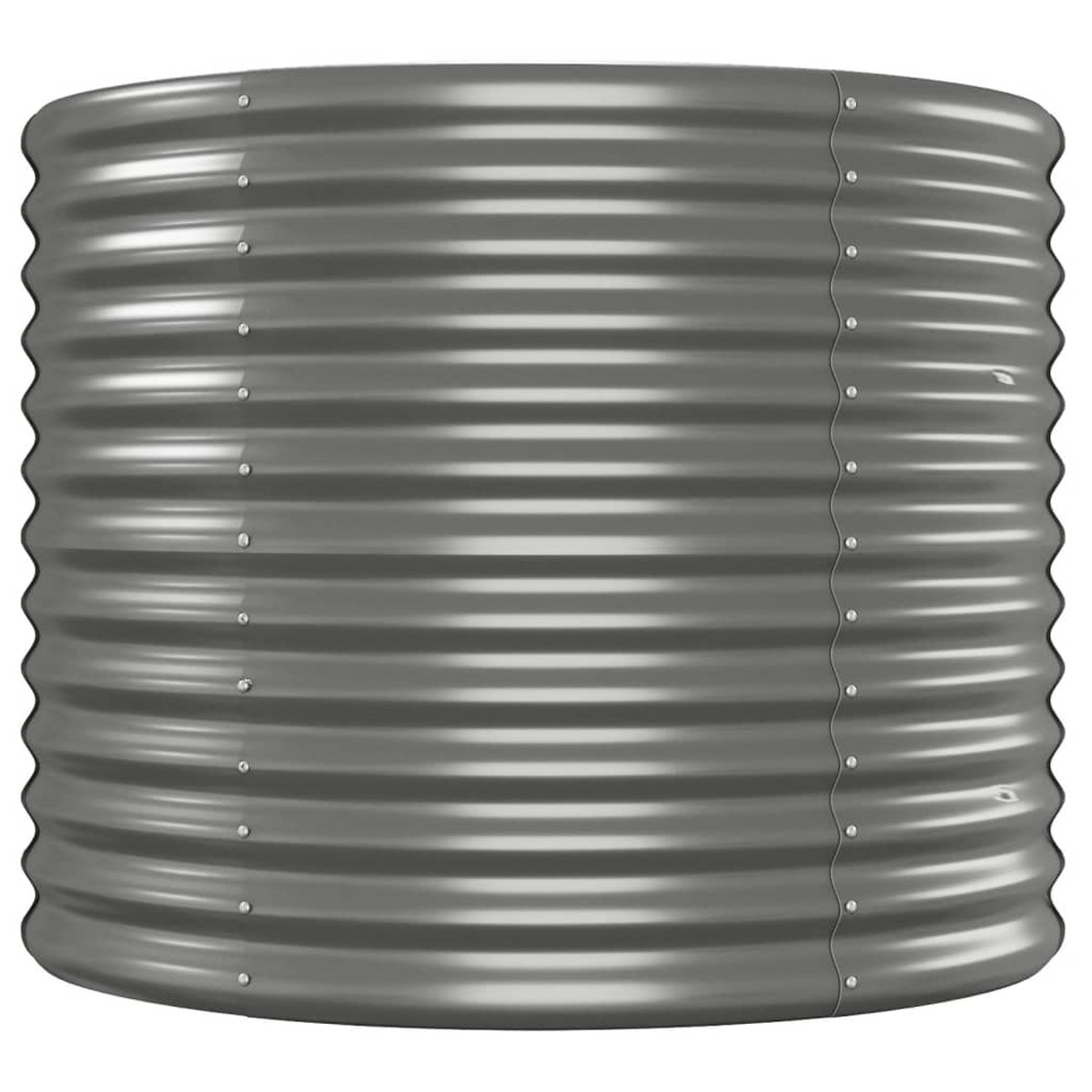 Ein großer, zylindrischer Metallbehälter mit horizontalen Rippen und Nieten.