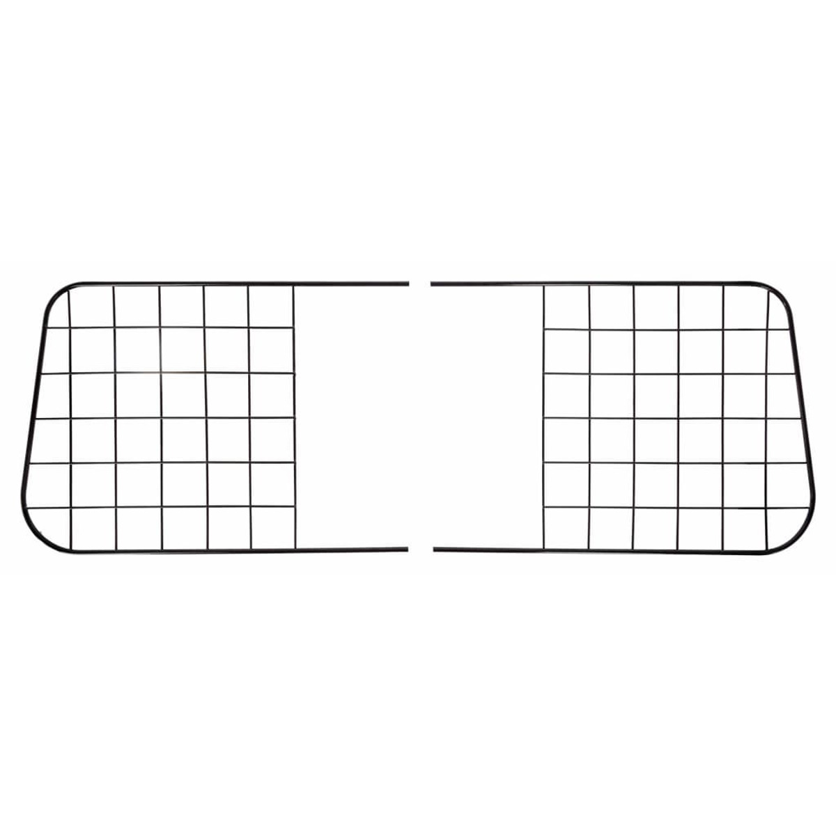 Schwarzes Metallgitter, möglicherweise eine Sicherheitsbarriere für Autofenster.