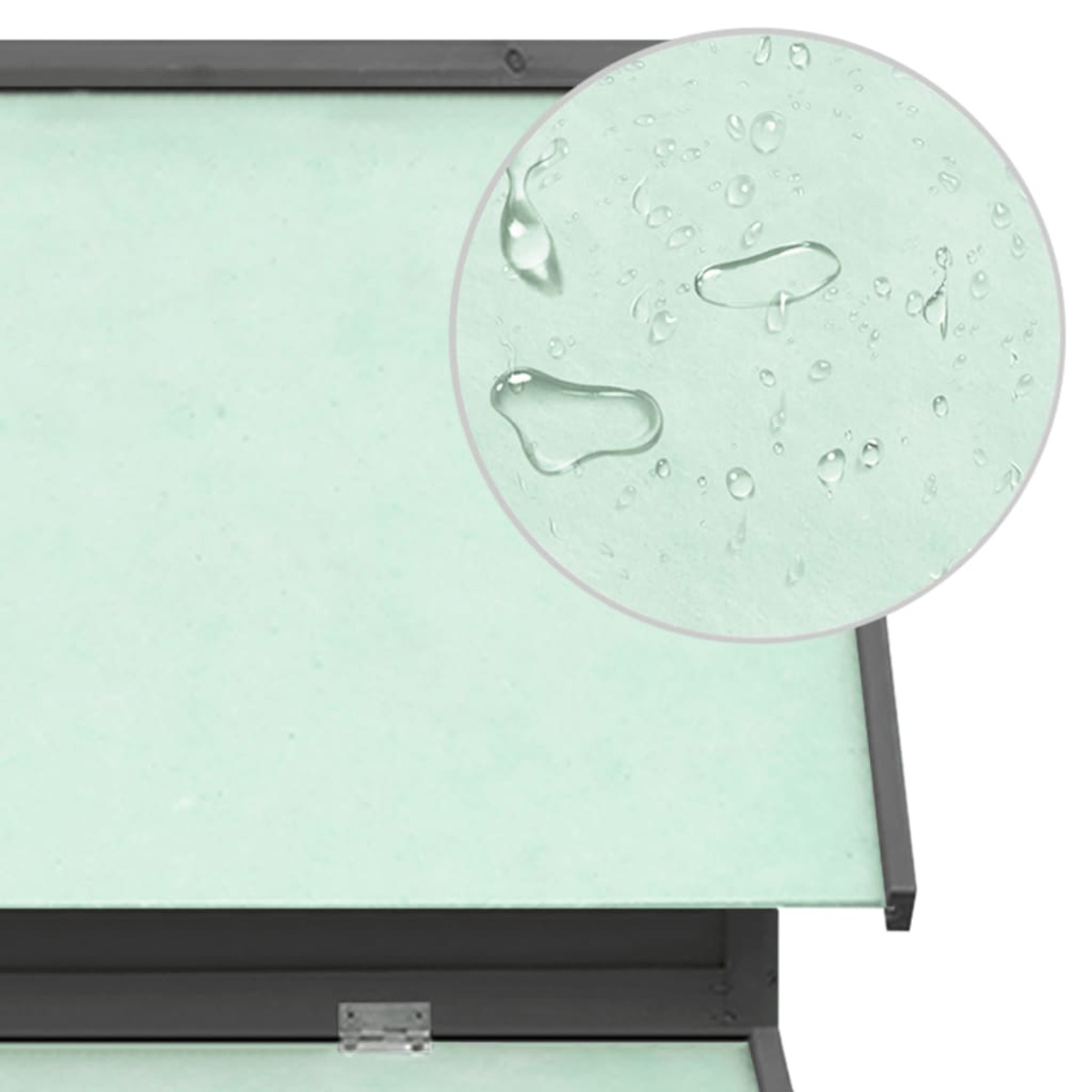 Nahaufnahme einer grünen Oberfläche mit Wassertropfen. Ein Lupeneffekt. Weißer Hintergrund.