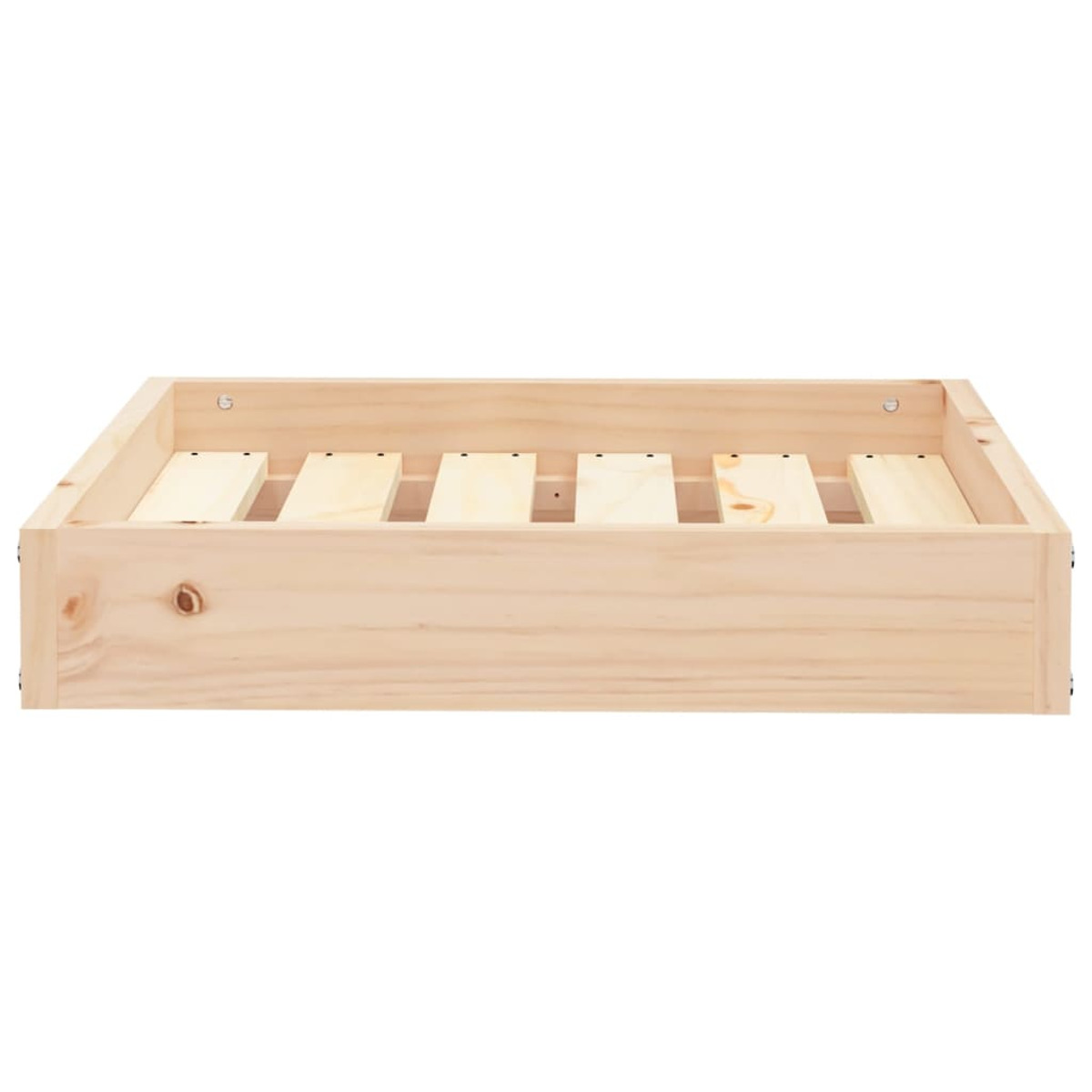 Bettrahmen aus Holz mit Latten. Natürliche Holzfarbe, rechteckige Form.