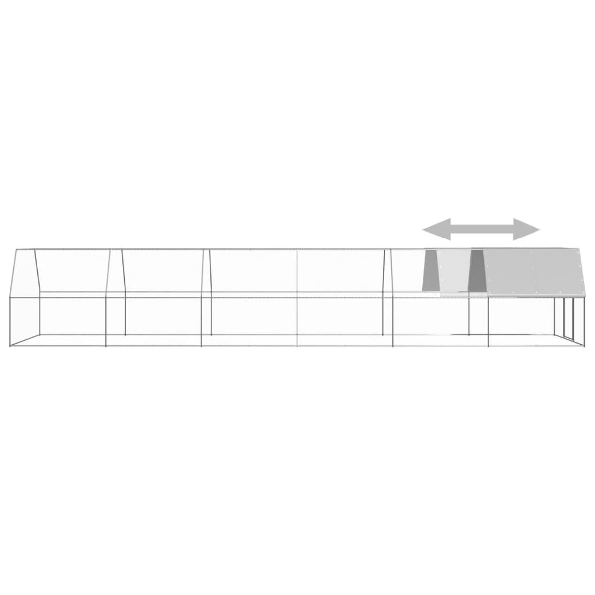 Ein Diagramm einer Struktur, mit einem Pfeil, der eine Schiebe- oder Ausdehnungsbewegung anzeigt.