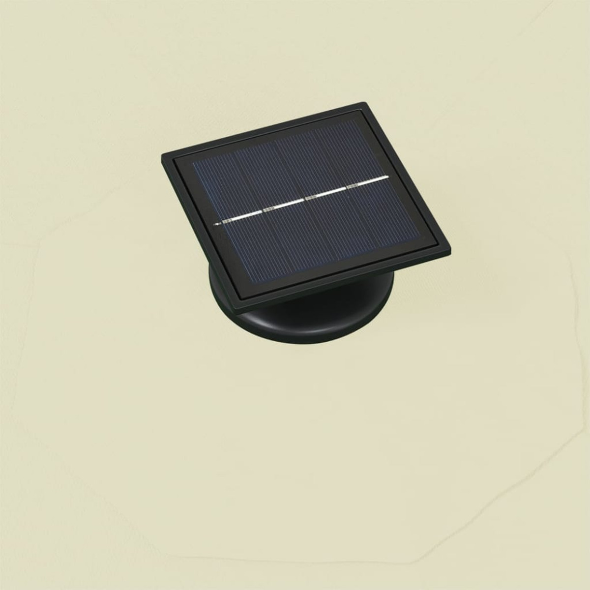 Ein kleines schwarzes Solarpanel auf weißem Hintergrund.