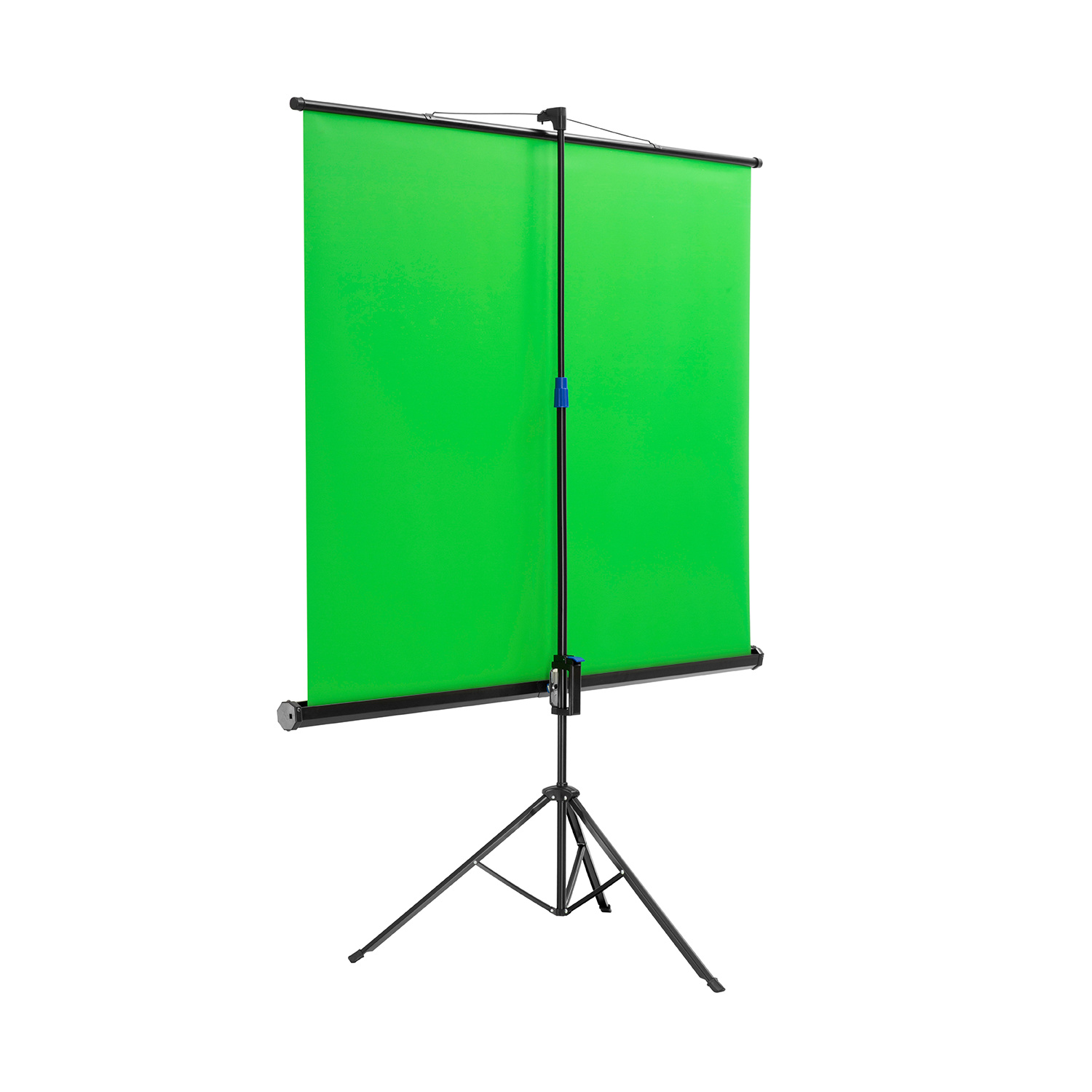 Un green screen su un treppiede nero.