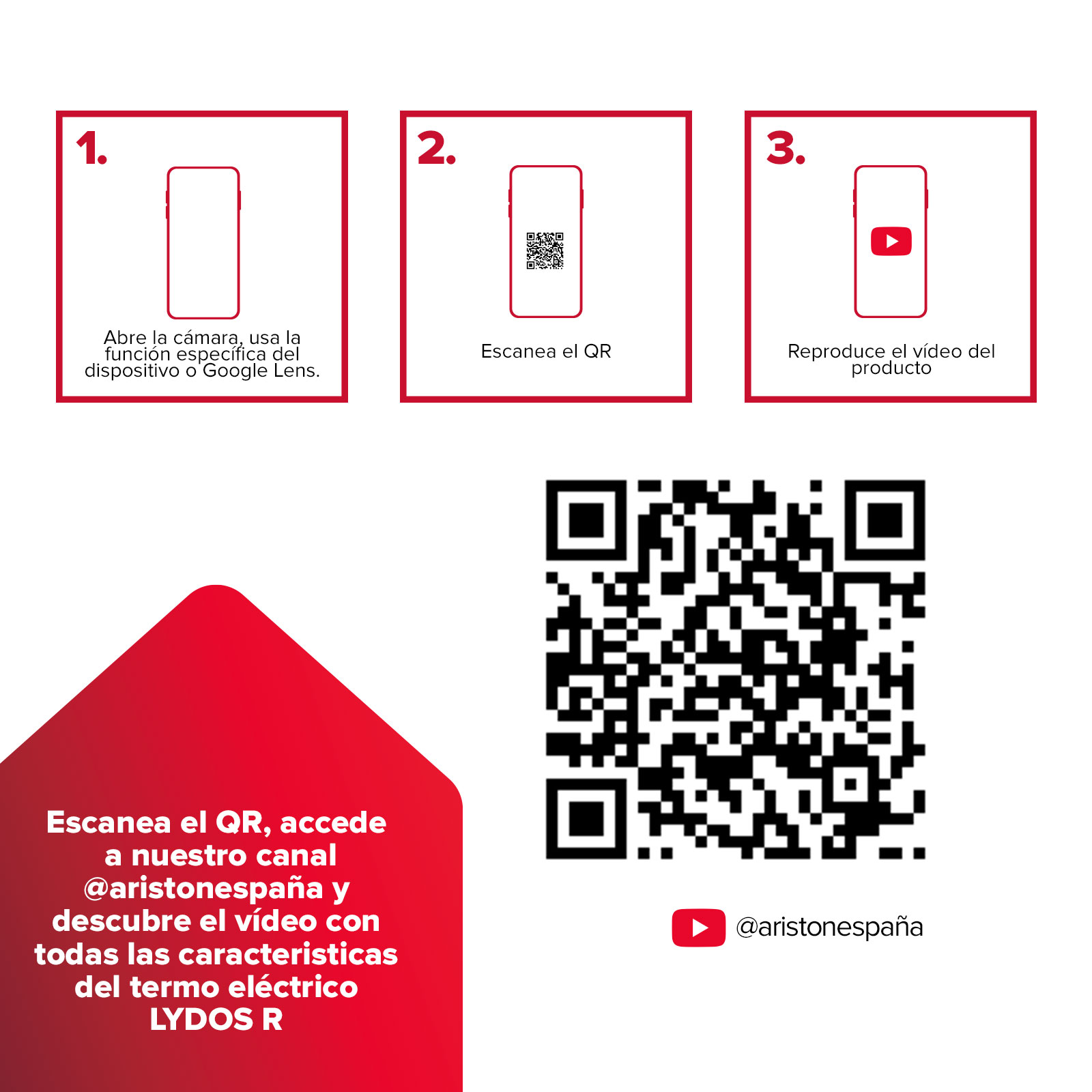 Se escanea un código QR en un teléfono, que lleva a un video sobre el producto.