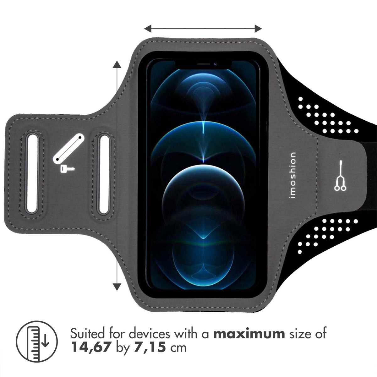 IMOSHION Telefoonhouder hardlopen - Geschikt voor Maat L - Zwart Sports armband