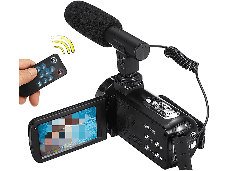 YEMASTER Full HD Videokamera mit Mikrofon,30MP, 270° Drehbarer ...