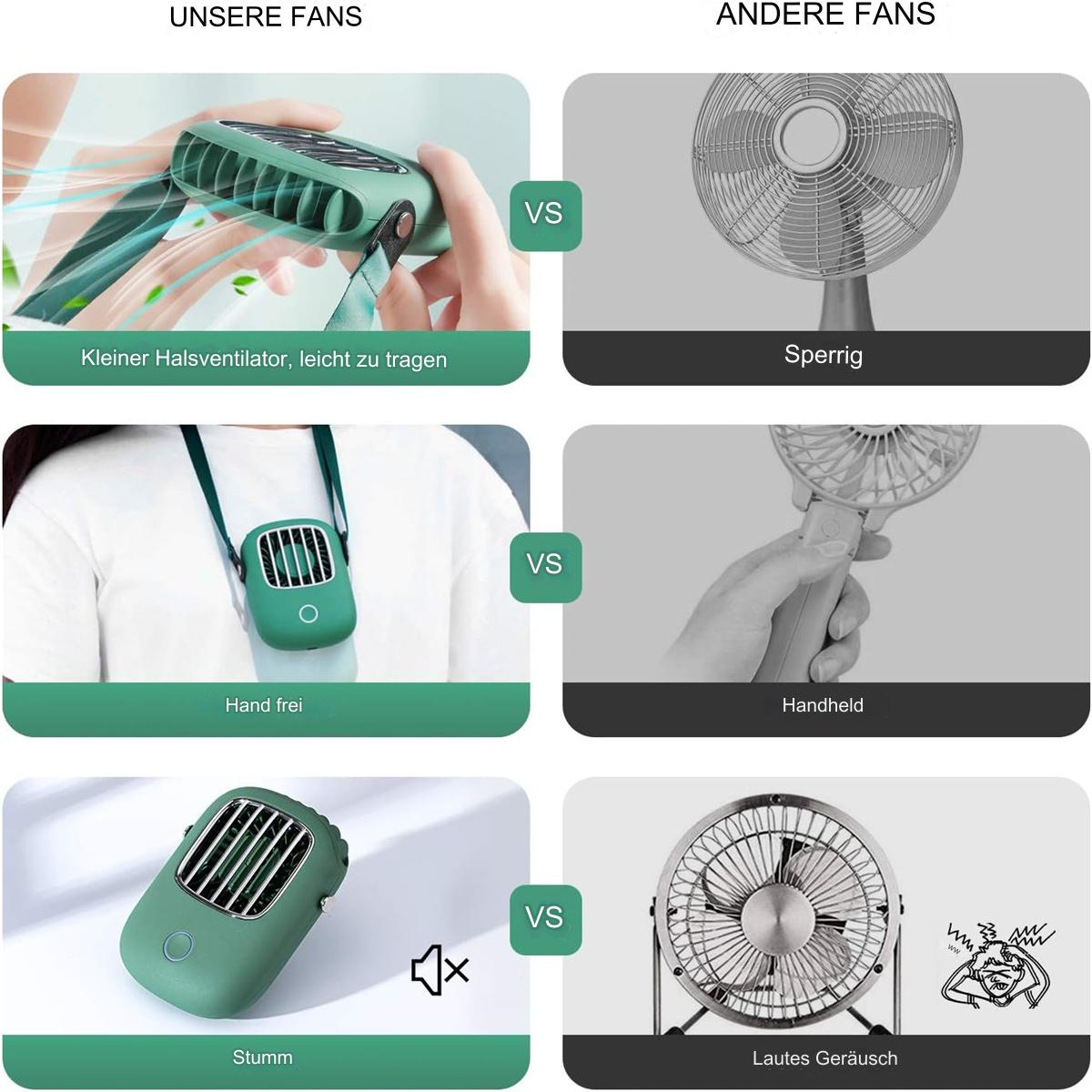 Vergleich zweier Ventilatortypen: ein tragbarer und ein größerer Standventilator.