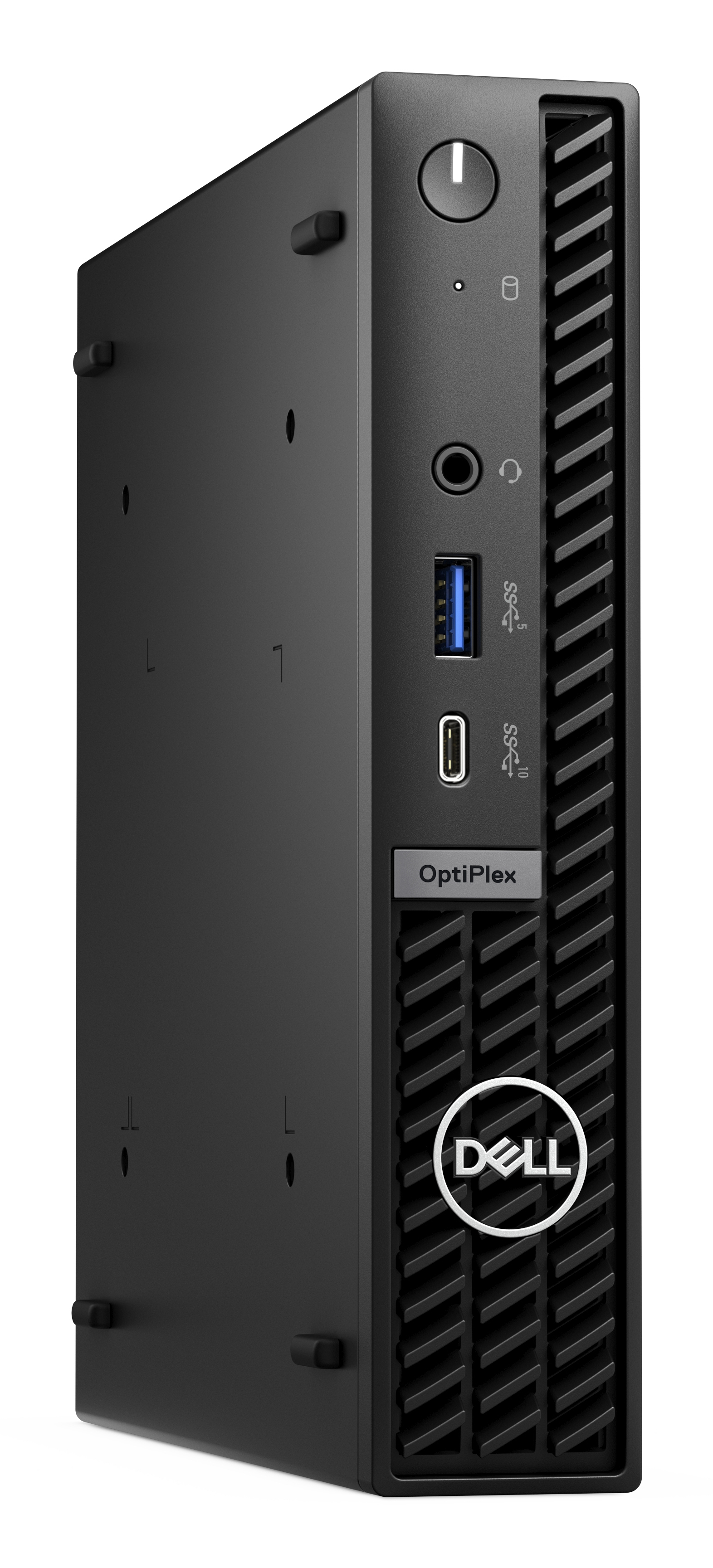 Computer Dell OptiPlex nero, un desktop a fattore di forma ridotto.