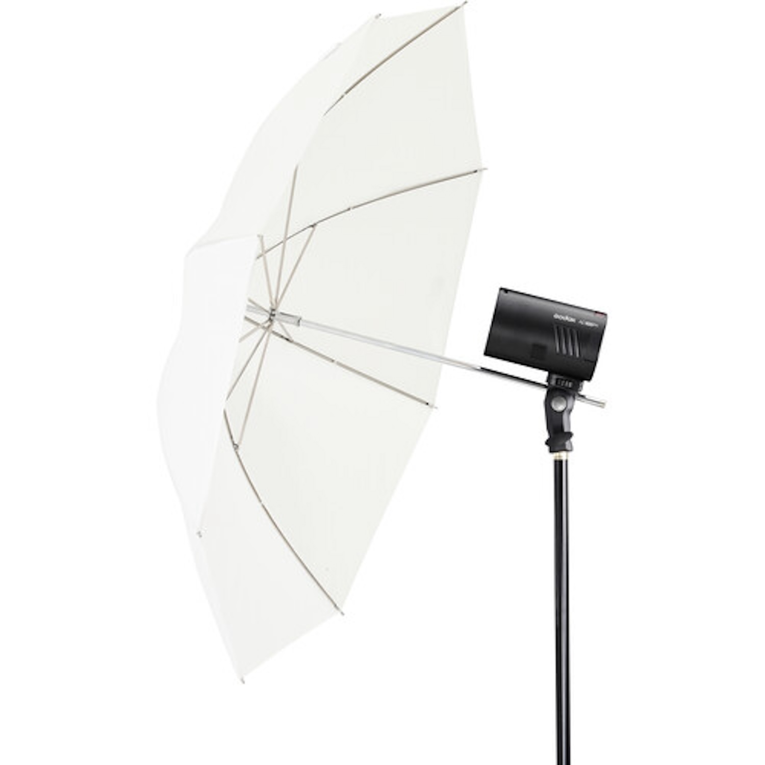 Ein weißer Fotostudio-Schirm mit schwarzem Licht.